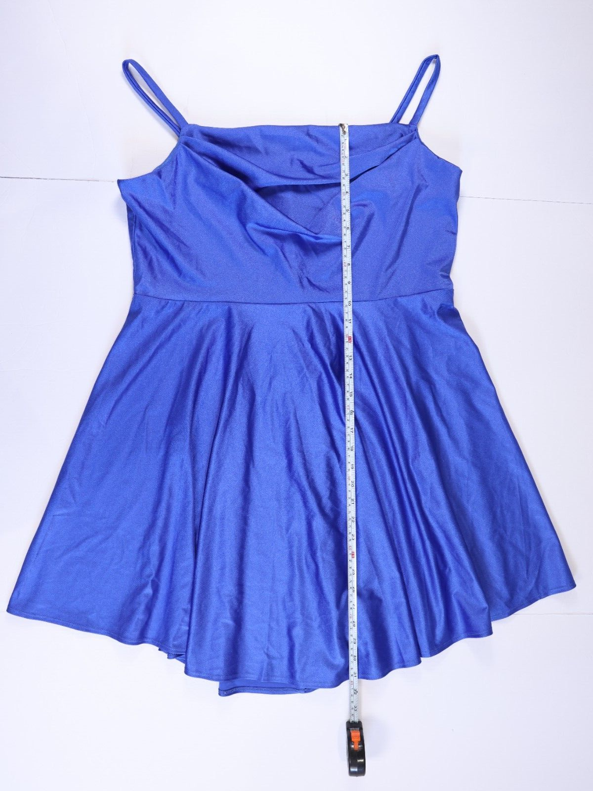 City Studio Trendy Plus Size Cowlneck Fit & Flare Dress Blue Sz 16W