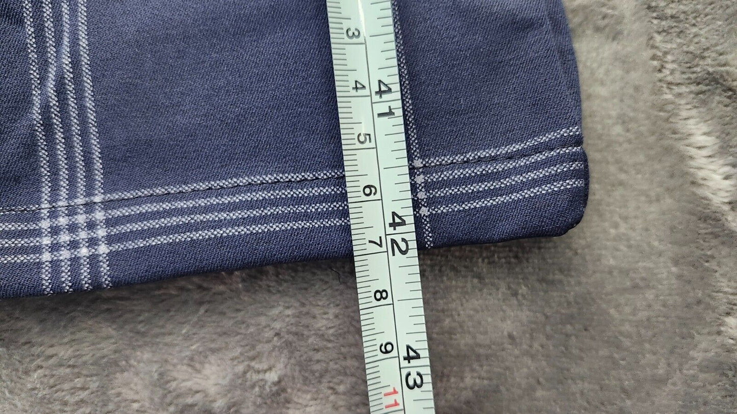 Men's Plaid Pattern Slim Fit Flat Front Business Pants with Pockets 3XL