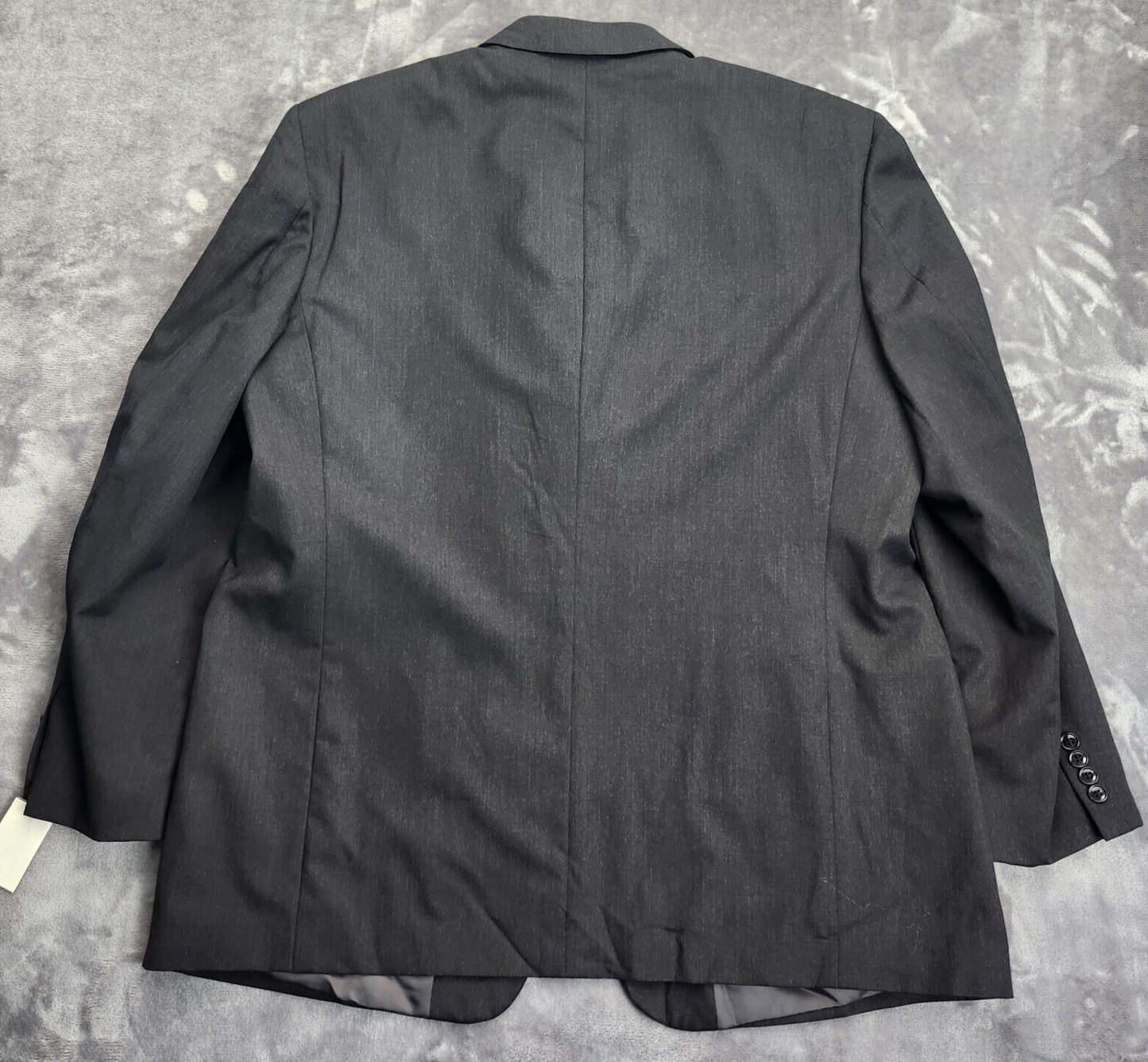 100% Wool Black Suit Set Jacket Notch Lapel 50L, Pants 45.5L