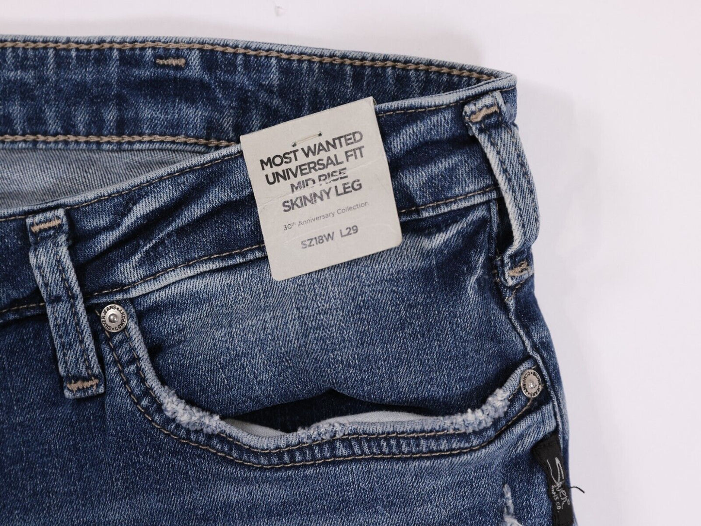 Silver Jeans Co Mid Rise Skinny Leg 18W L29 30th Anniversary Collection