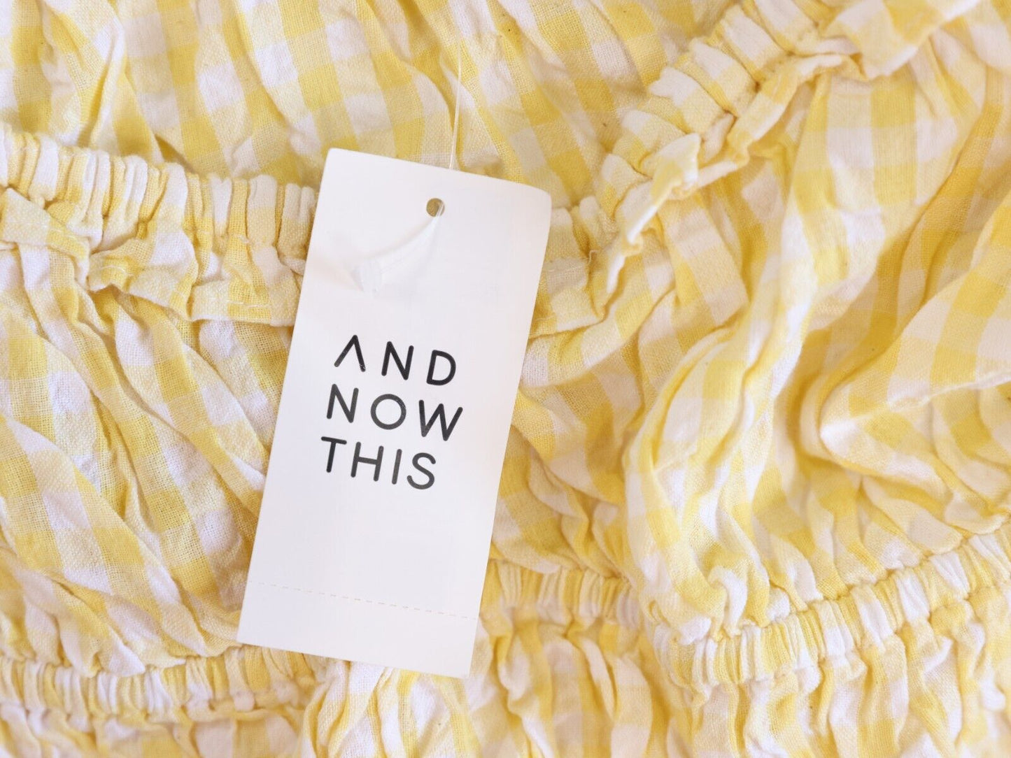 And Now This Women's Sweetheart Neckline Cotton Crop Top Yellow Gingham Size S