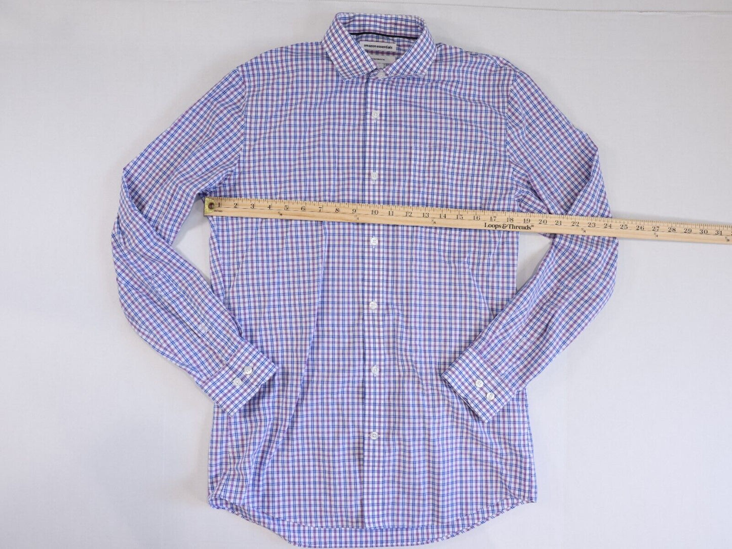 Amazon Essentials Button Down Slim Fit Dress Shirt check 15.5 34/35