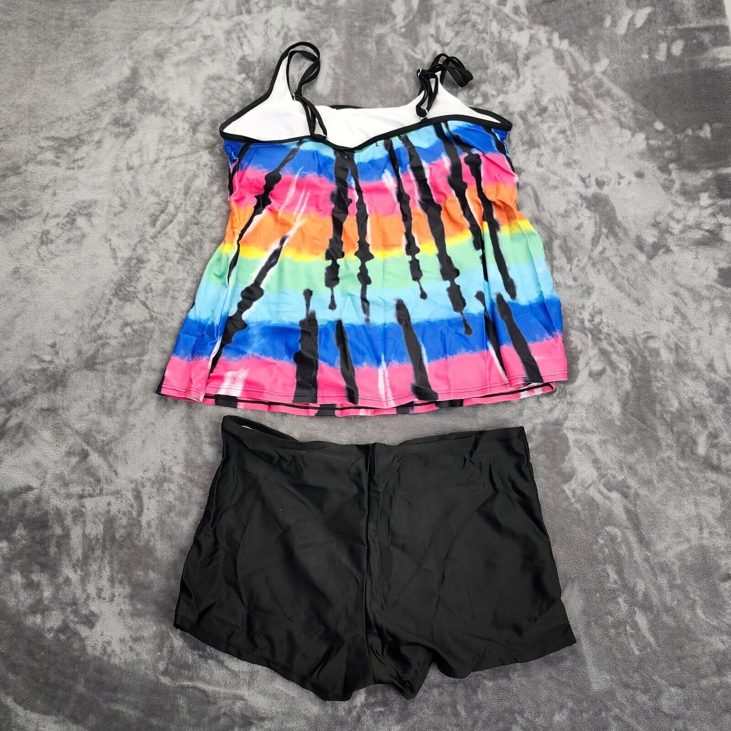 Womens Tankini with Boyshort Ruffle Tops Two Piece Bathing Swimwear XL