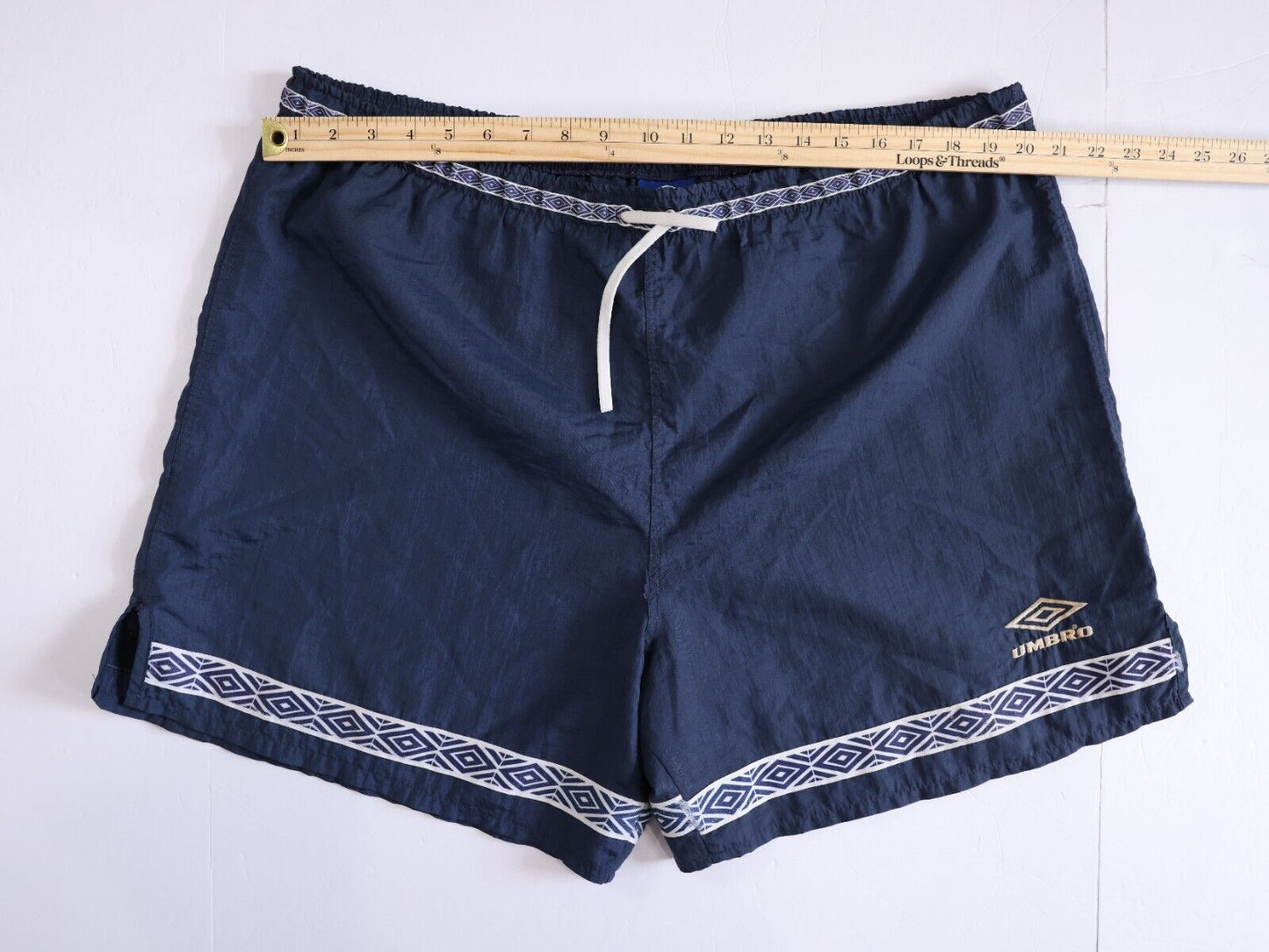 Vintage Umbro Soccer Shorts Blue with Pattern Size XL
