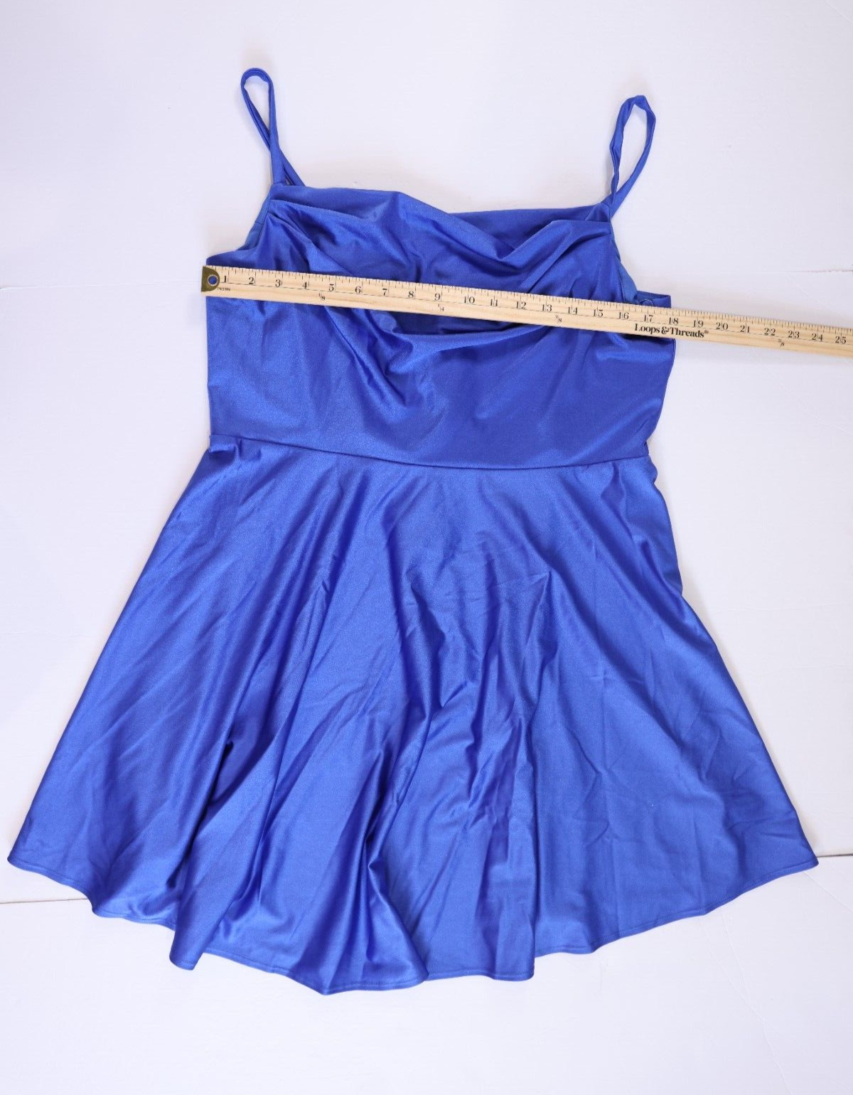 City Studio Trendy Plus Size Cowlneck Fit & Flare Dress Blue Sz 16W