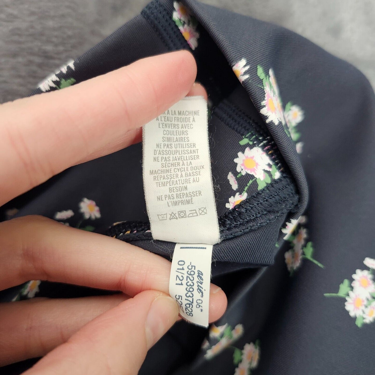 Aerie Offline Blue Gray Floral Biker Shorts Large Womens Athleisure Active