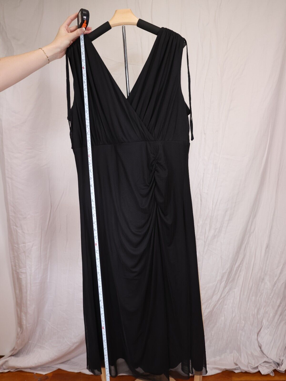 Anne Klein Black Faux Wrap Midi Dress Size XL