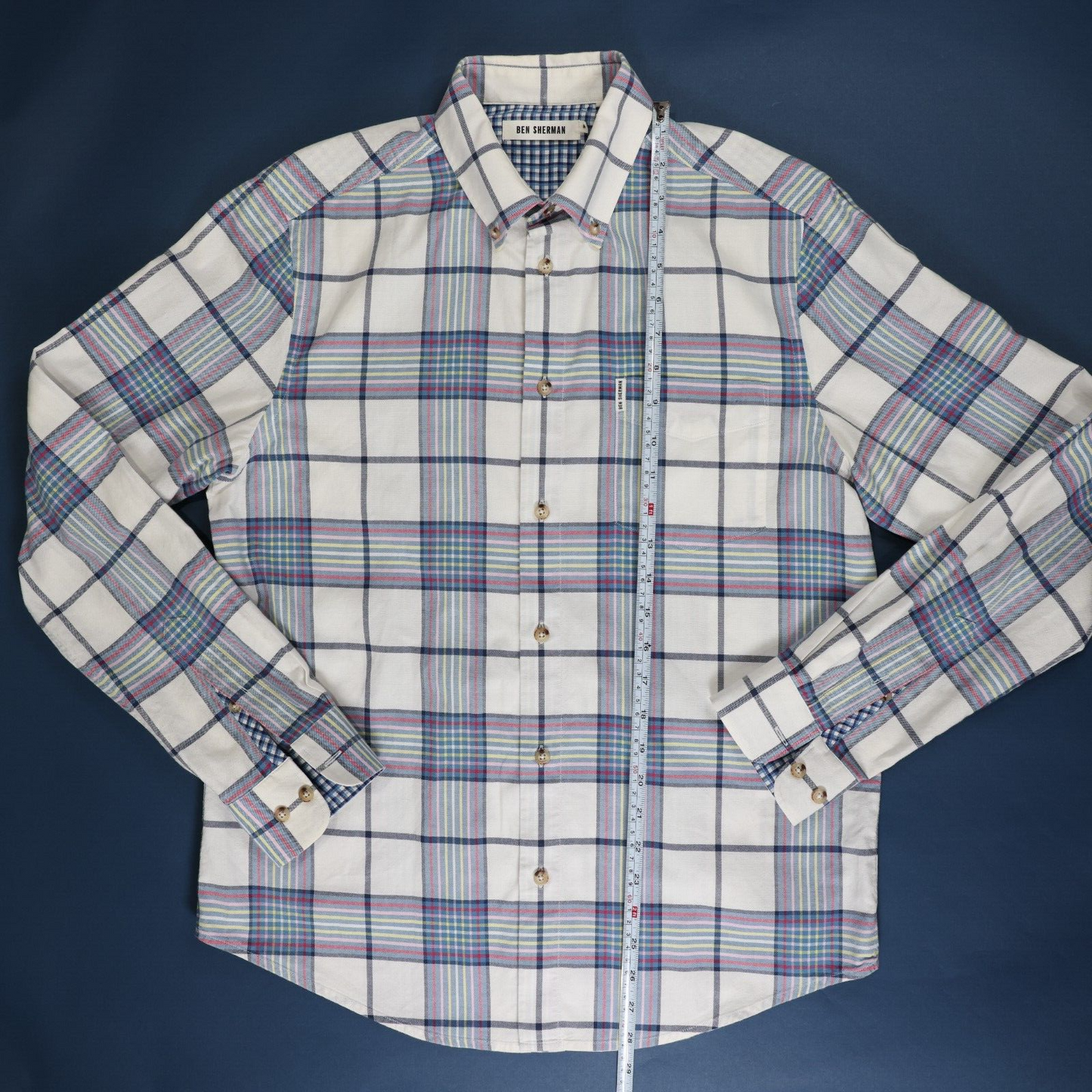 Ben Sherman Mens Button Down Patterned Shirt Size M Button Down Collar