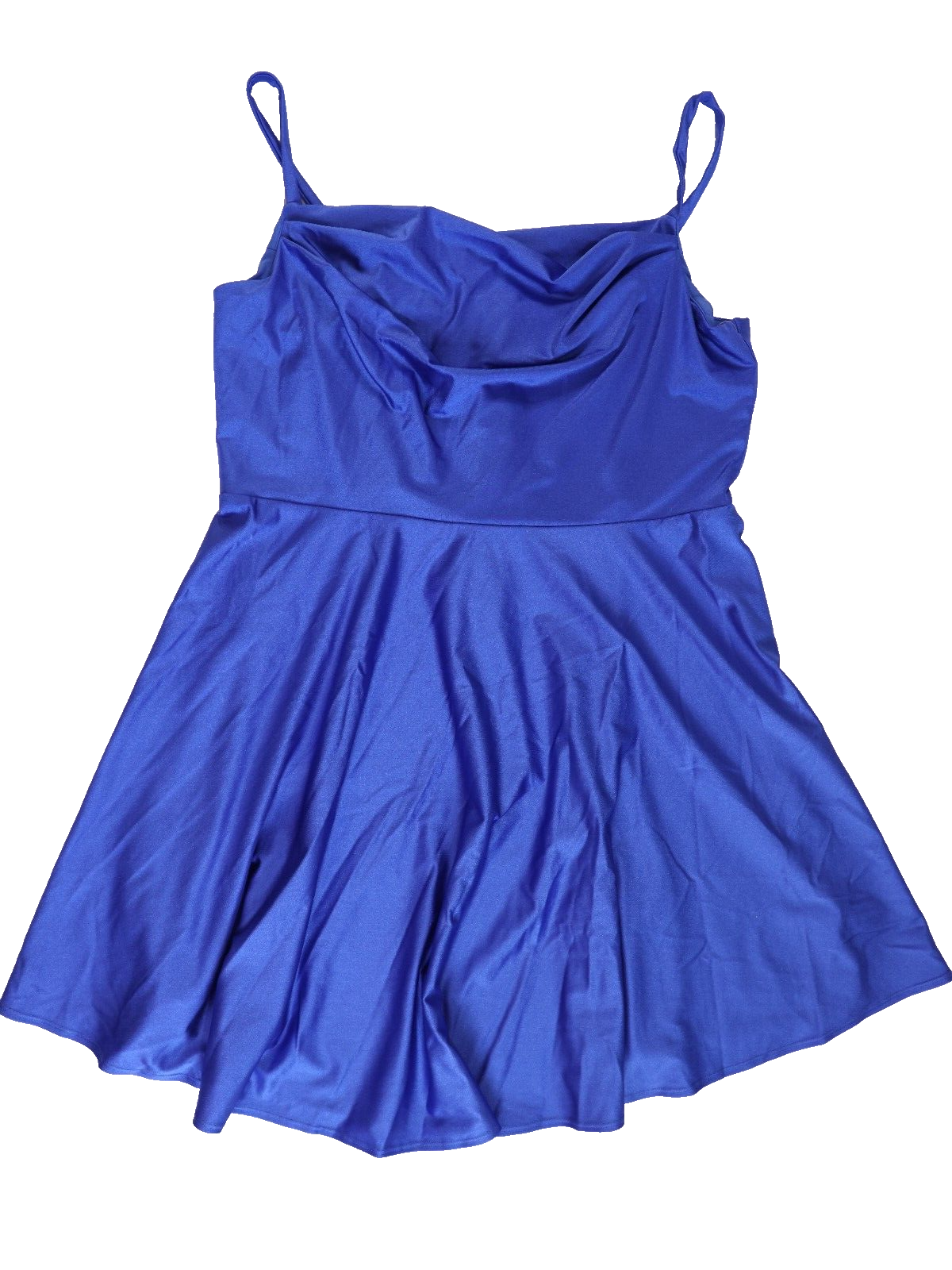 City Studio Trendy Plus Size Cowlneck Fit & Flare Dress Blue Sz 16W