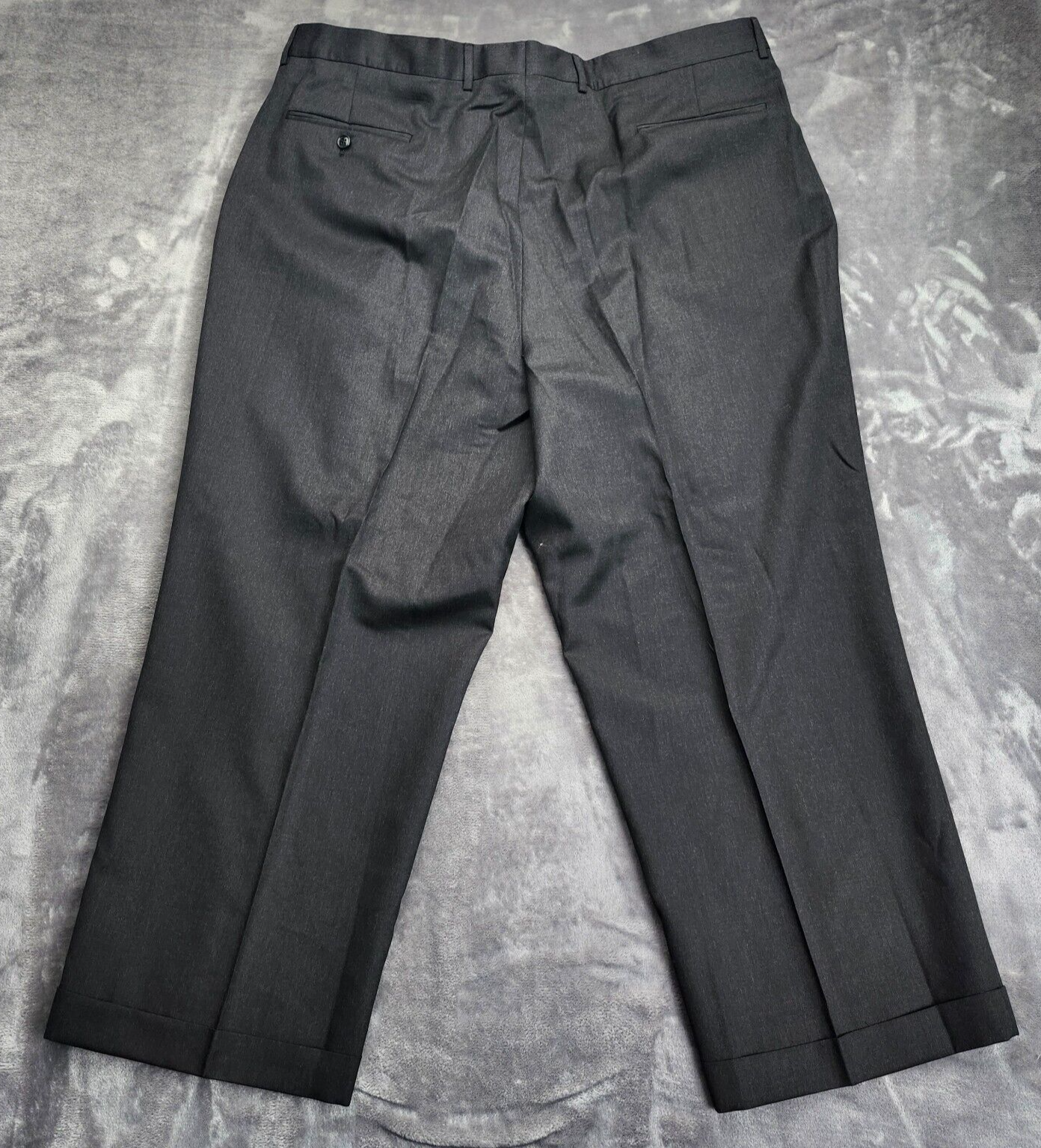 100% Wool Black Suit Set Jacket Notch Lapel 50L, Pants 45.5L