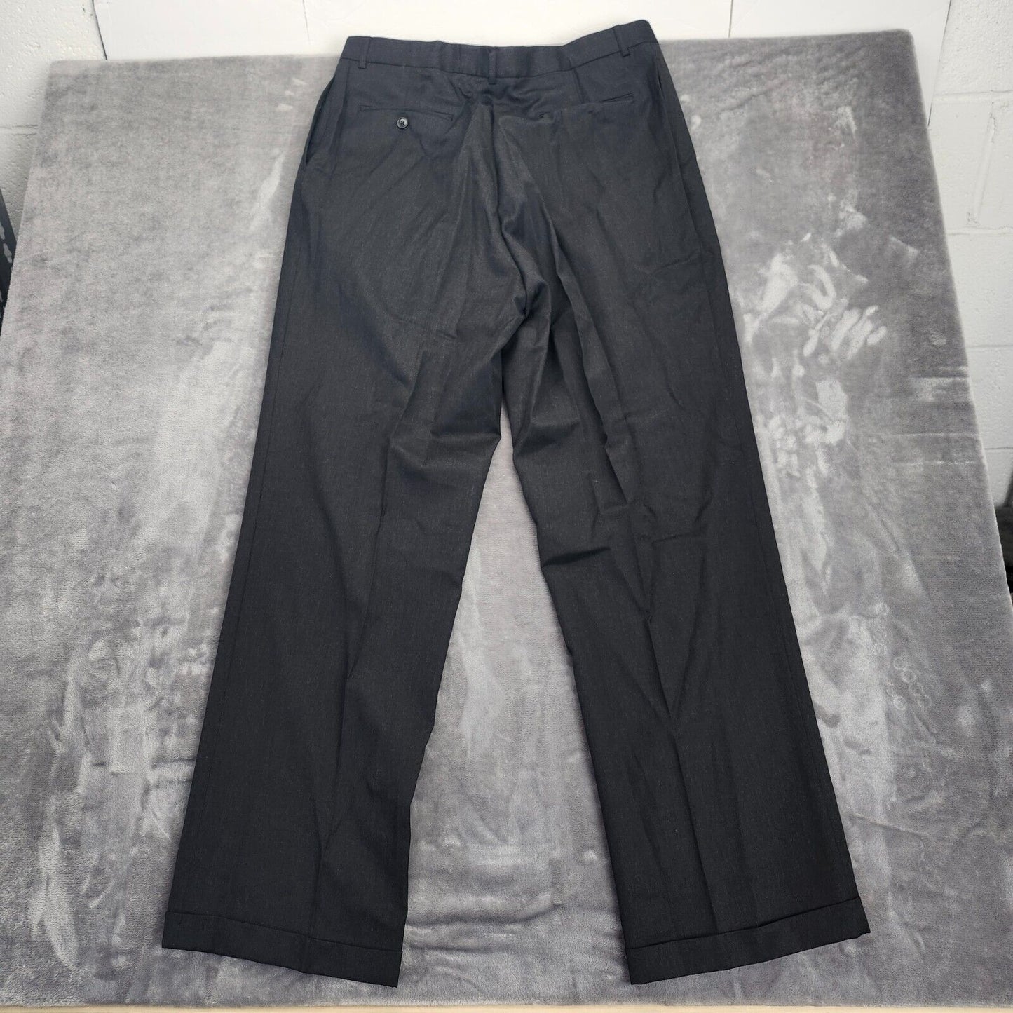 Mens 100% Wool Suit Set Black Jacket 48 Long, Pants 34 Waist