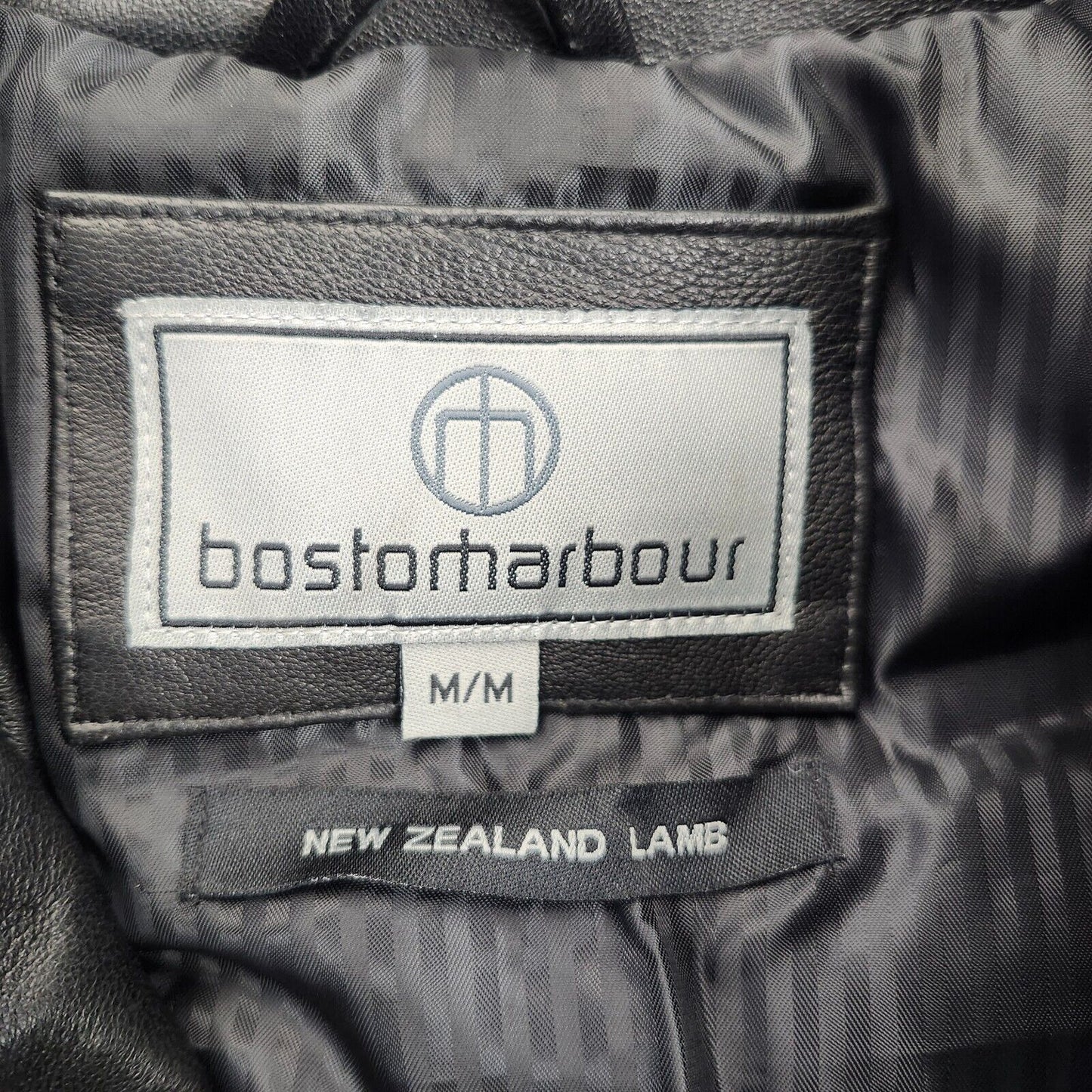 Boston Harbour Men's Genuine New Zealand Lambskin Leather Jacket, Black Medium