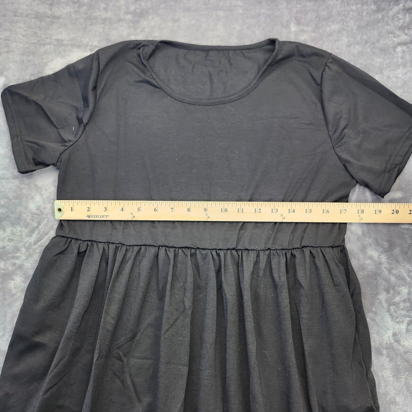 Women's Short Sleeve Babydoll Dress Black Size 2XL