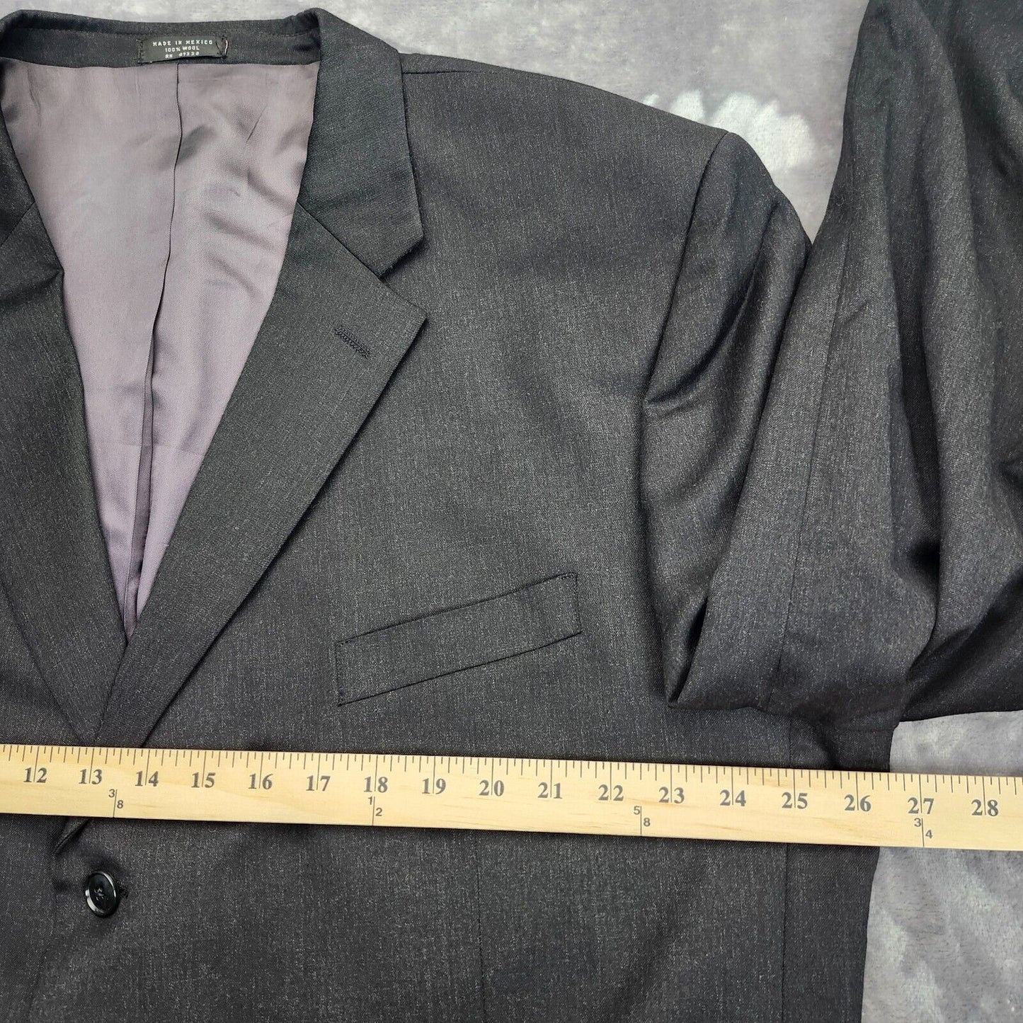 100% Wool Suit Set Jacket Size 52 X Long, Pants 46.5 X Long