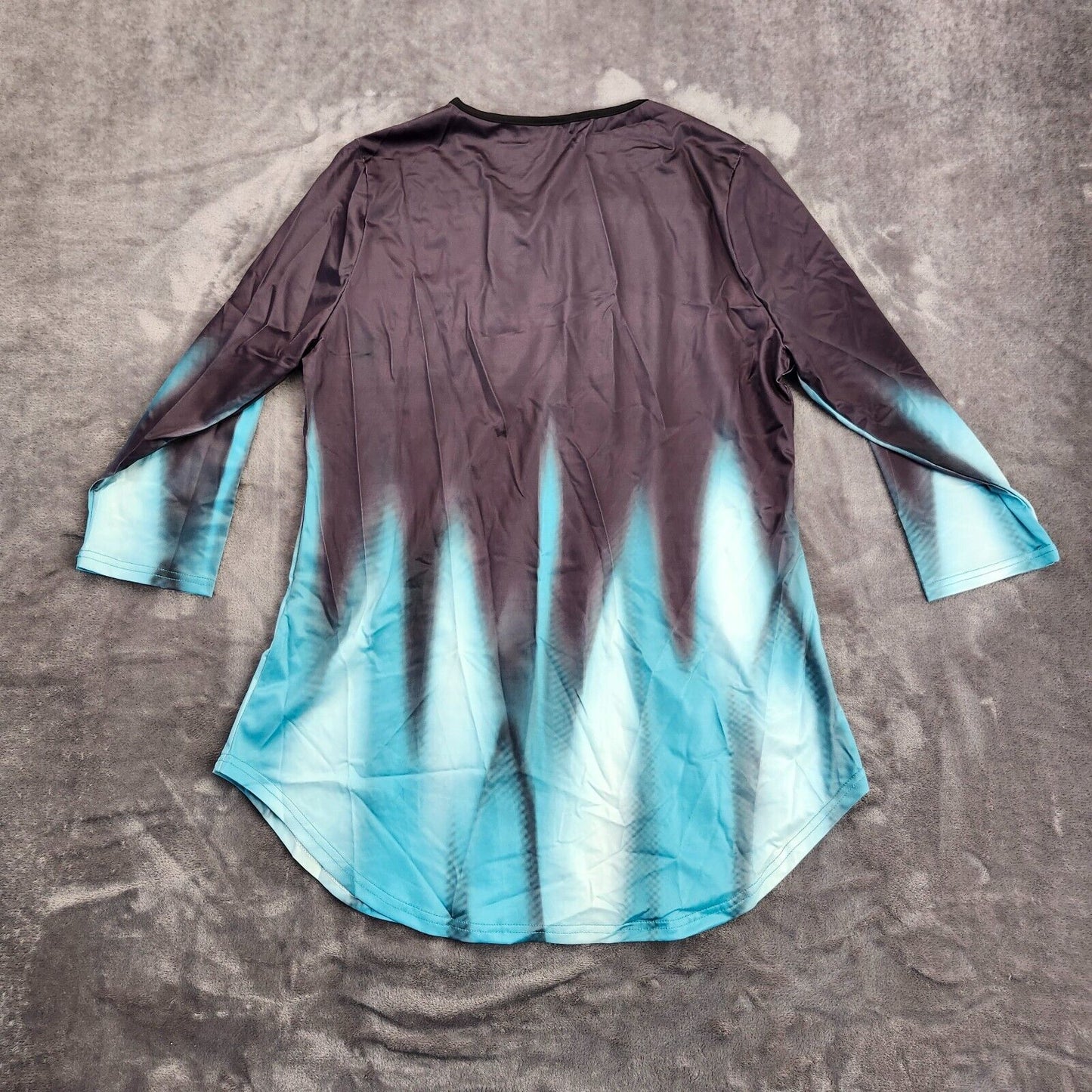 Womens Ombre Blouse 3/4 Sleeve Straps Blue Black Size Small