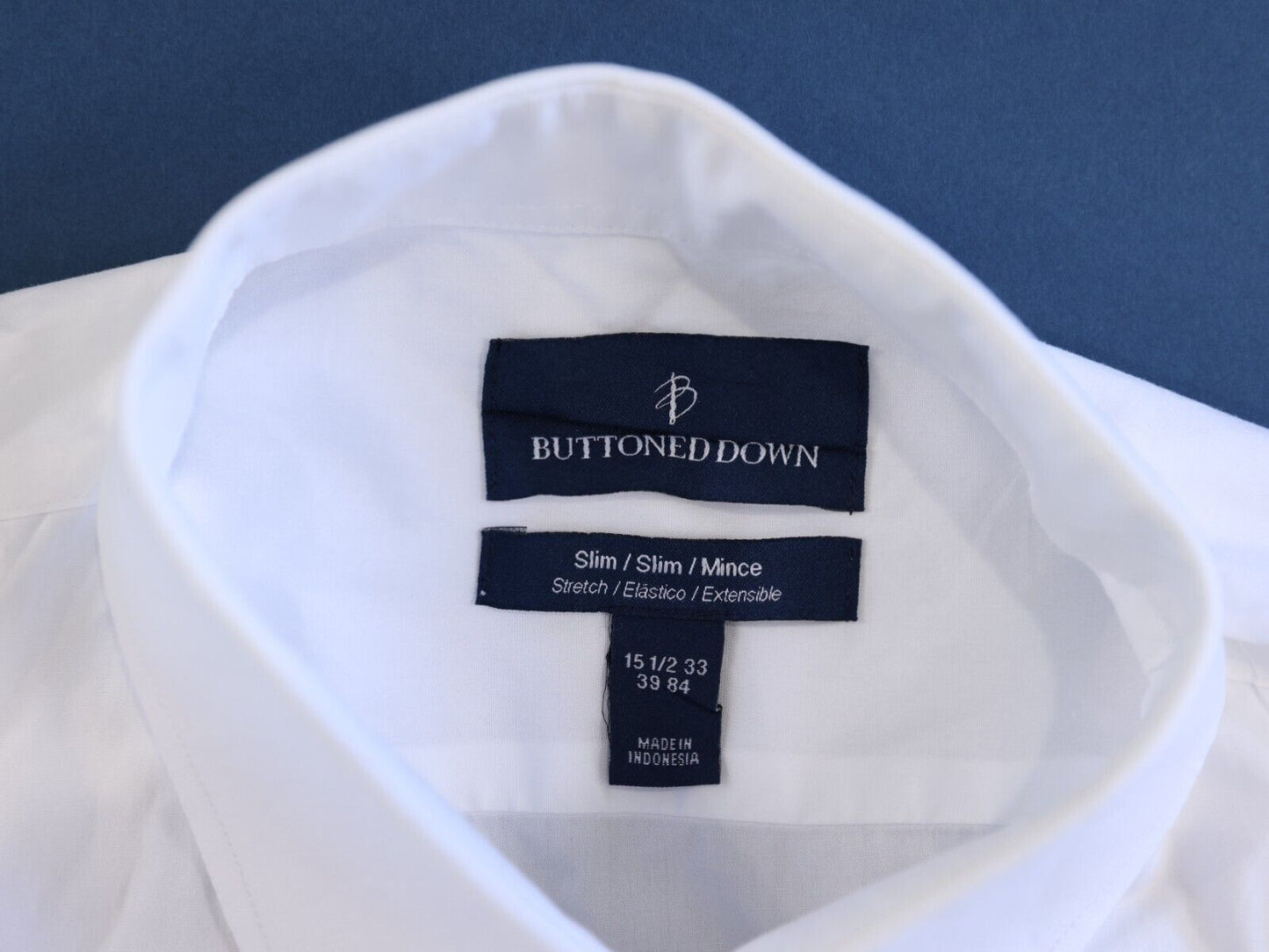 Button Down Slim Fit Dress Shirt White 15.5 33