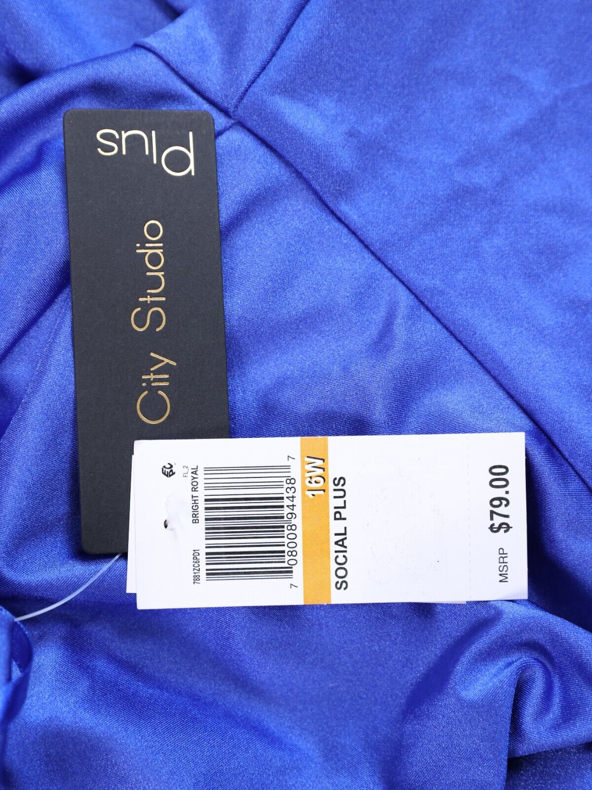 City Studio Trendy Plus Size Cowlneck Fit & Flare Dress Blue Sz 16W