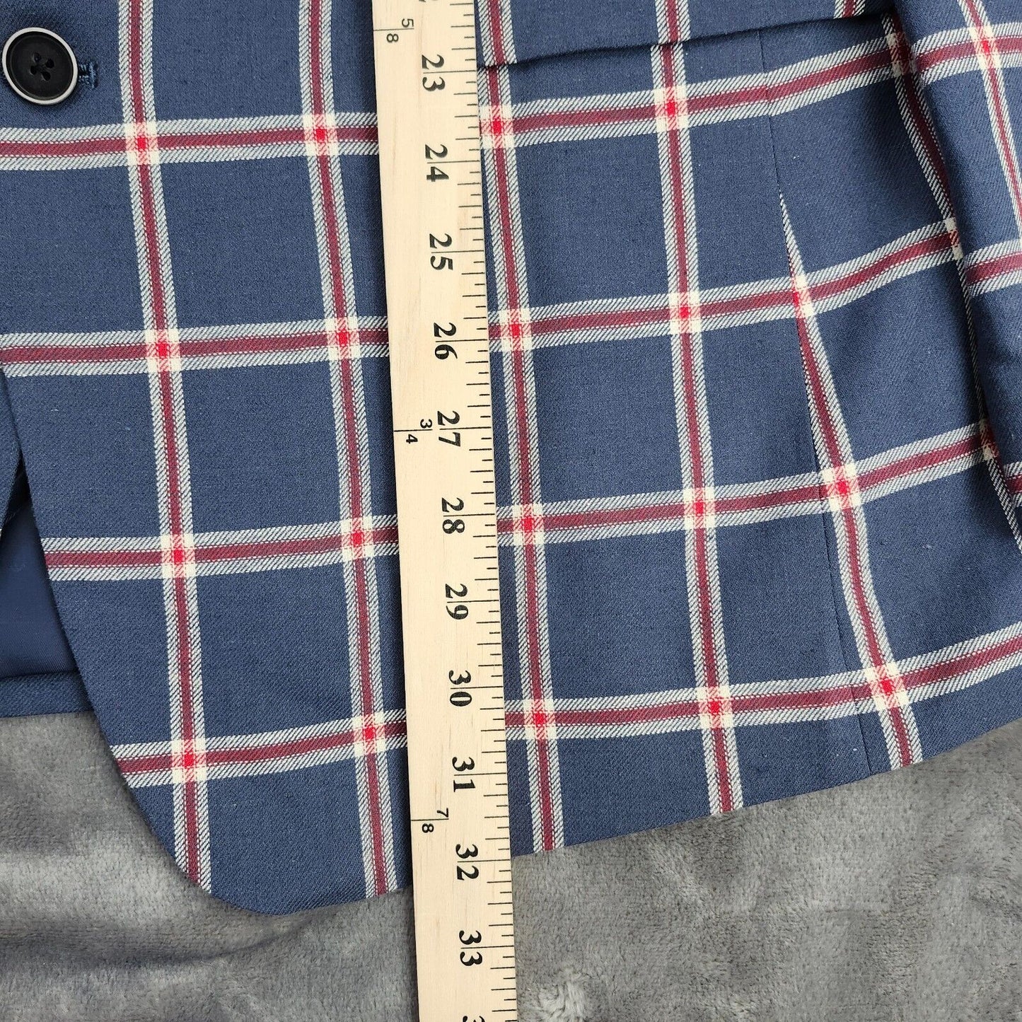 Tommy Hilfiger Mens Blazer Ethan Blue/Red E7152 L40 MSRP $295