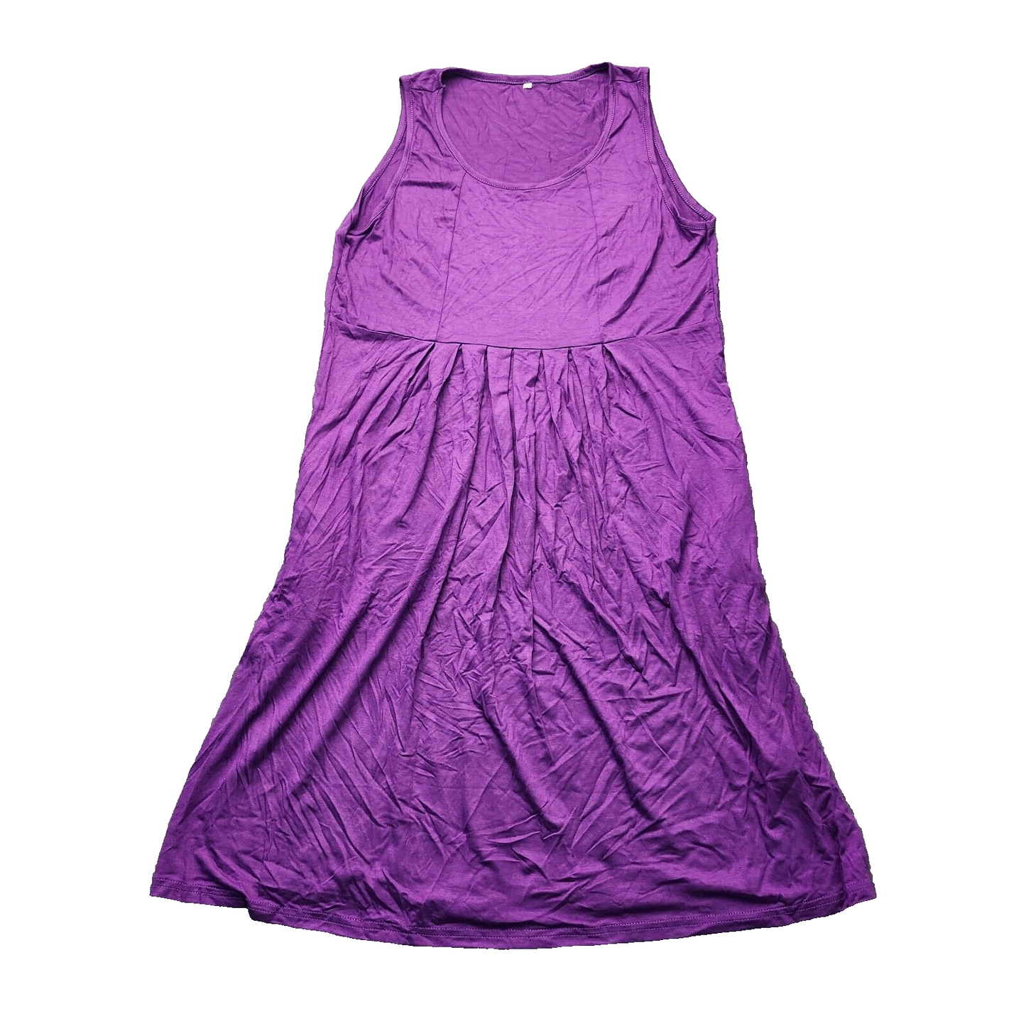 Women’s Summer Tank Dress Solid Color Sleeveless Round Neck Large