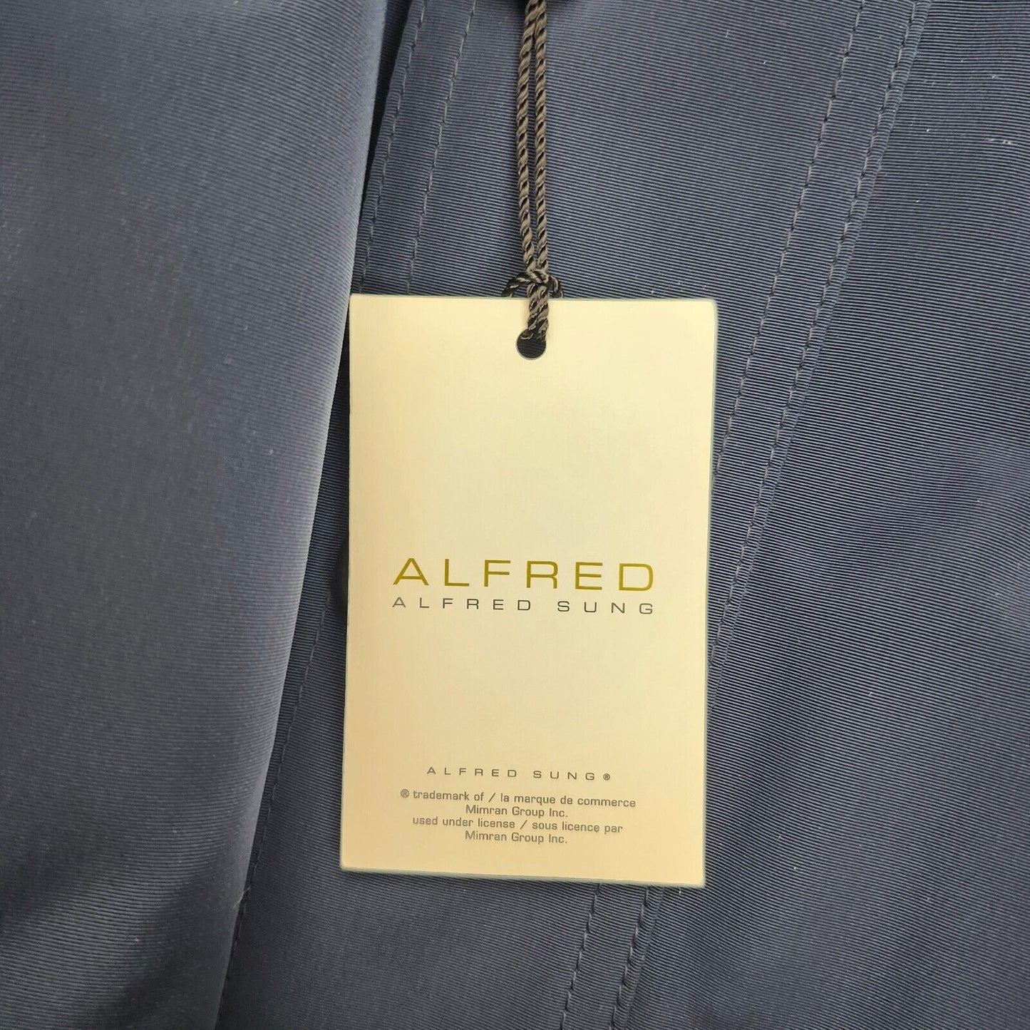 Alfred Sung Mens Rain Jacket Blue Trench Coat 46 Regular