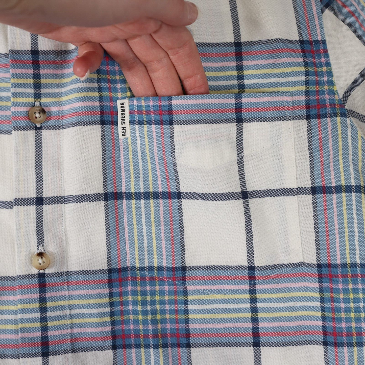 Ben Sherman Mens Button Down Patterned Shirt Size M Button Down Collar