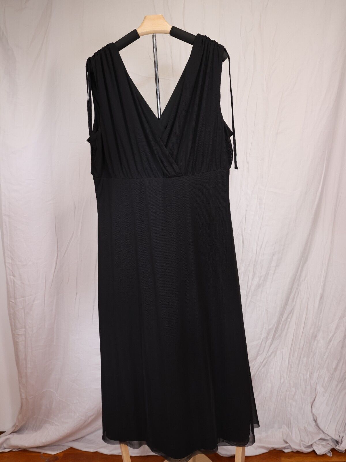 Anne Klein Black Faux Wrap Midi Dress Size XL