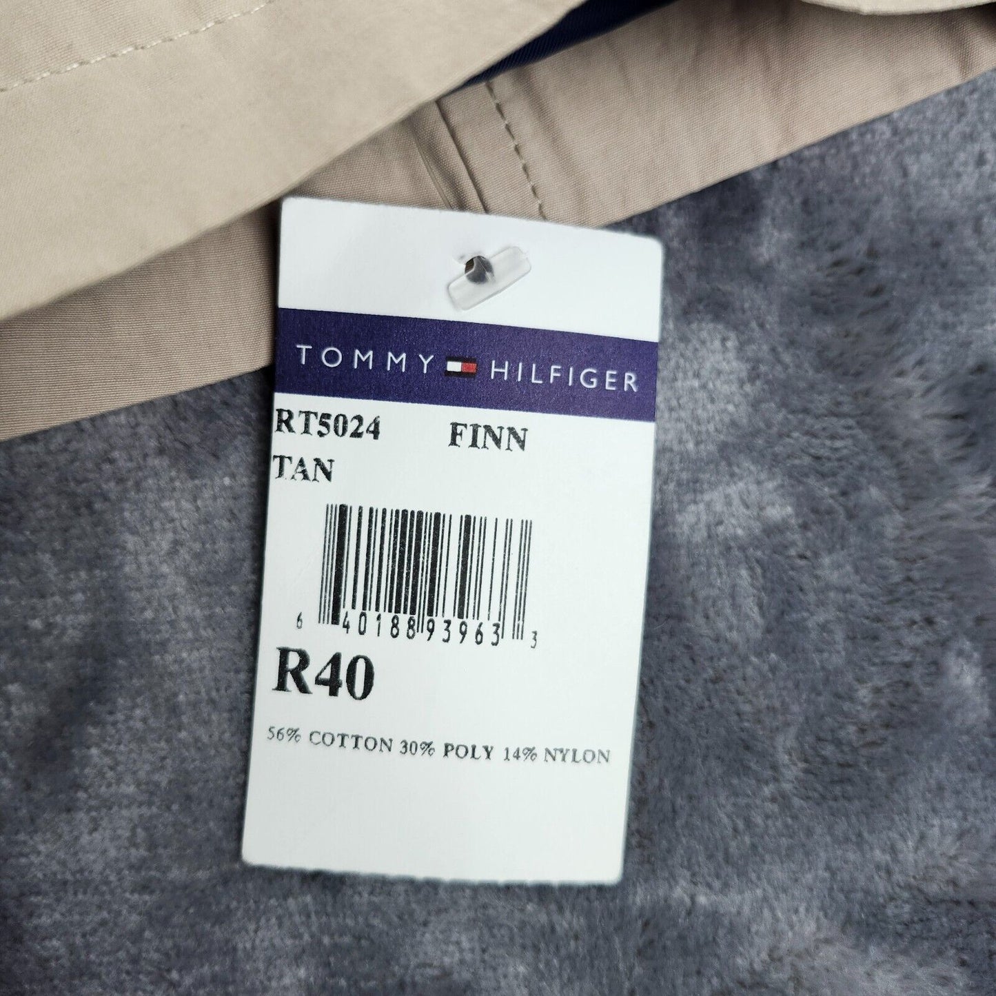 NWT Tommy Hilfiger Mens Trench Coat Stlye FINN Tan Size 40R
