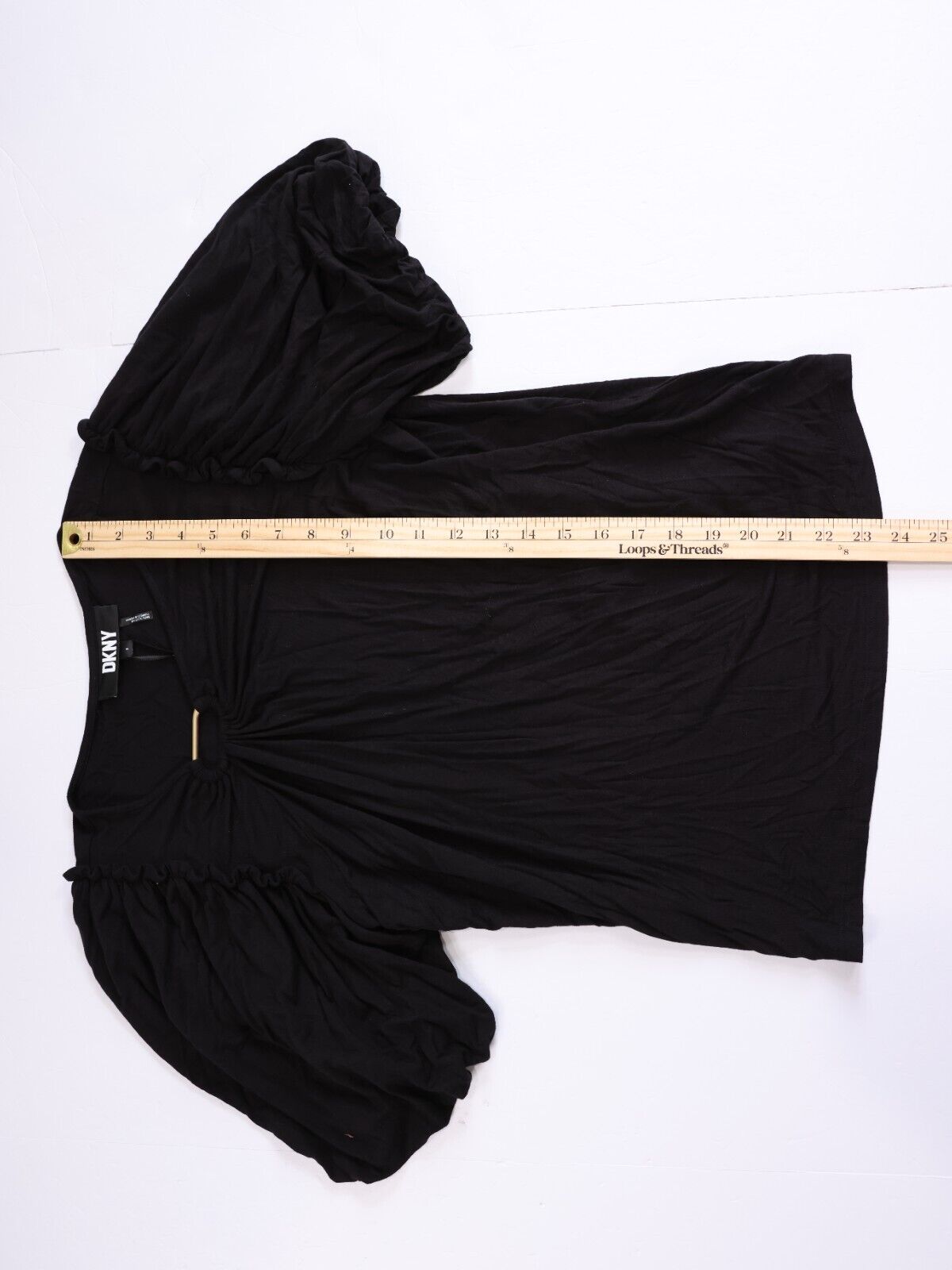 DKNY Womens Embellished Puff Sleeve Workwear Blouse SIZE S