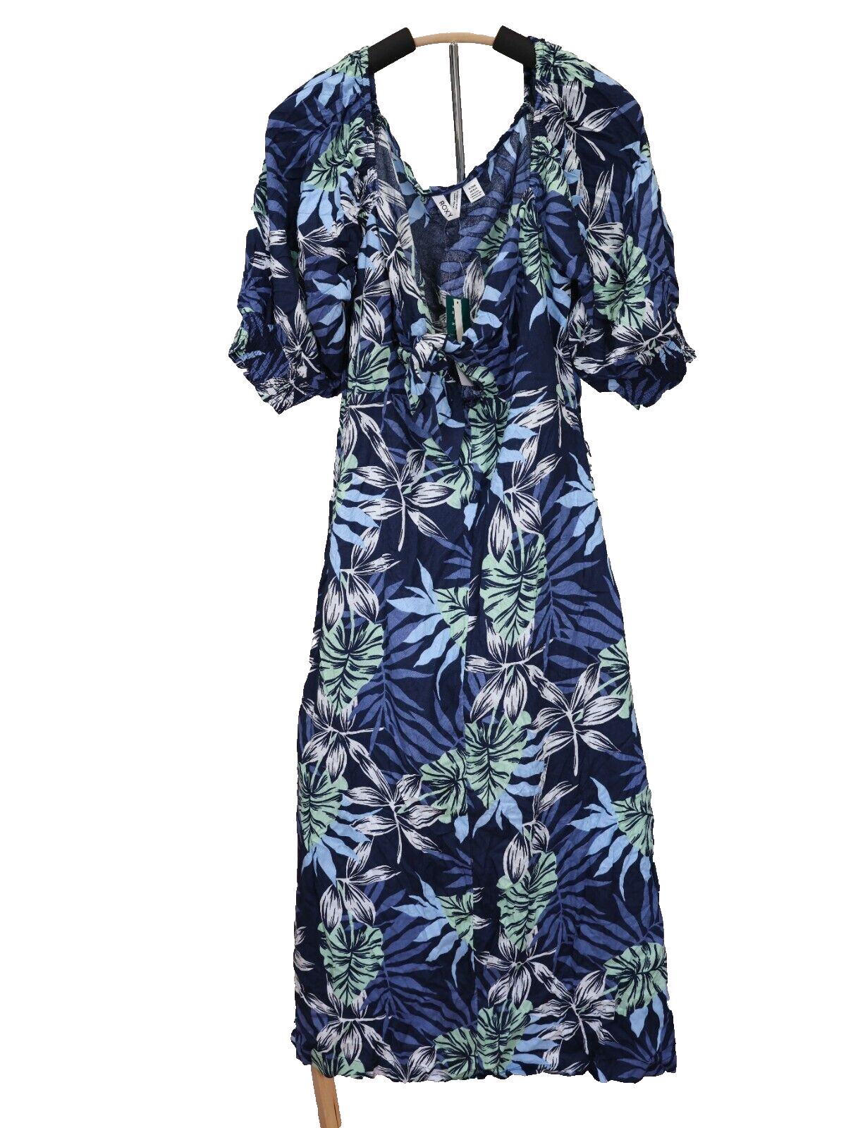 Roxy Evening Delight Blue Floral Midi Dress Size XL MSRP $65