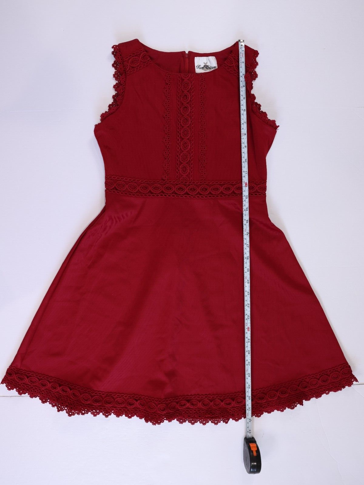 Rare Editions Youth Girls Size 16 Sleeveless Lace Trim A Line Dress in Red