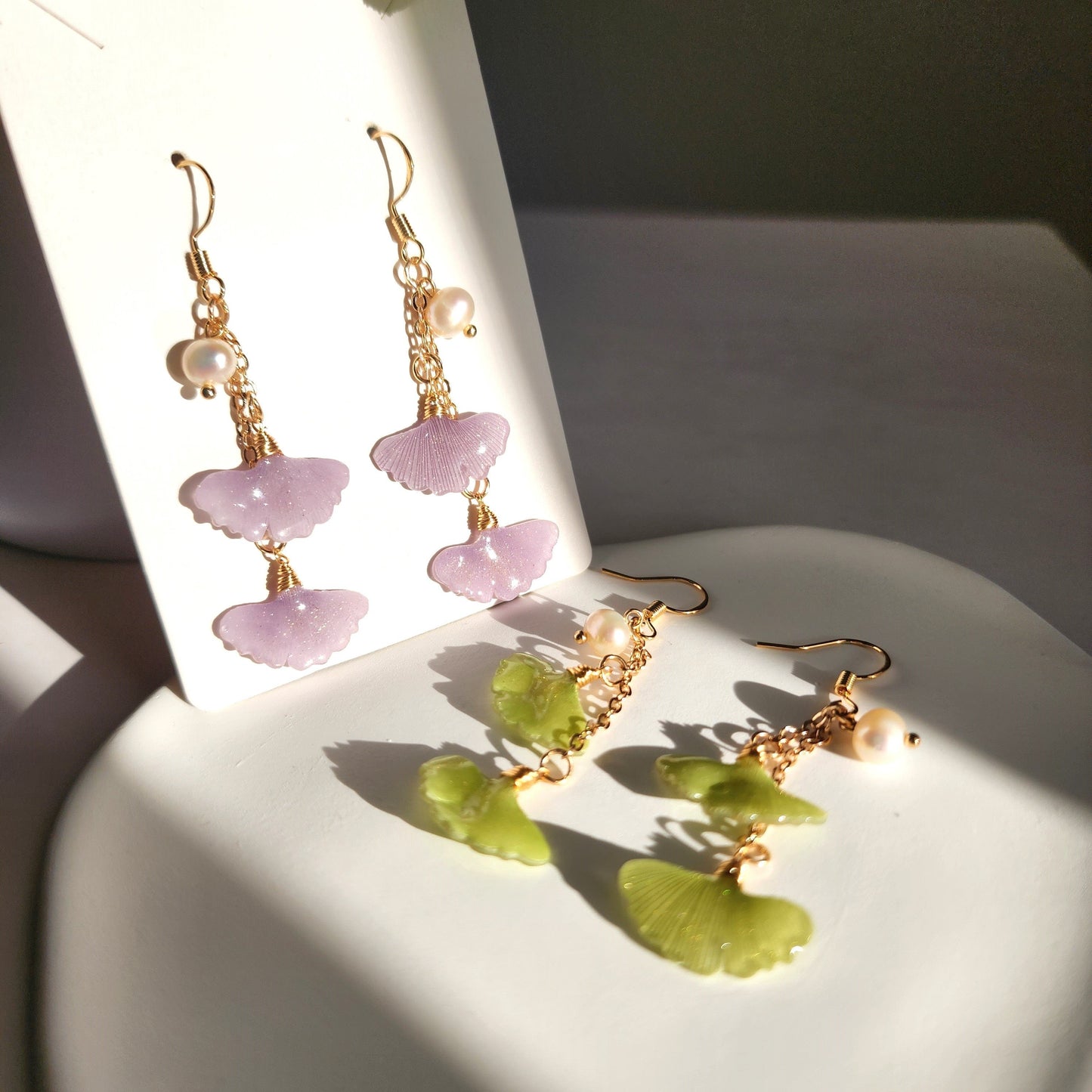 Sprinkle Ginkgo Leaf Earrings