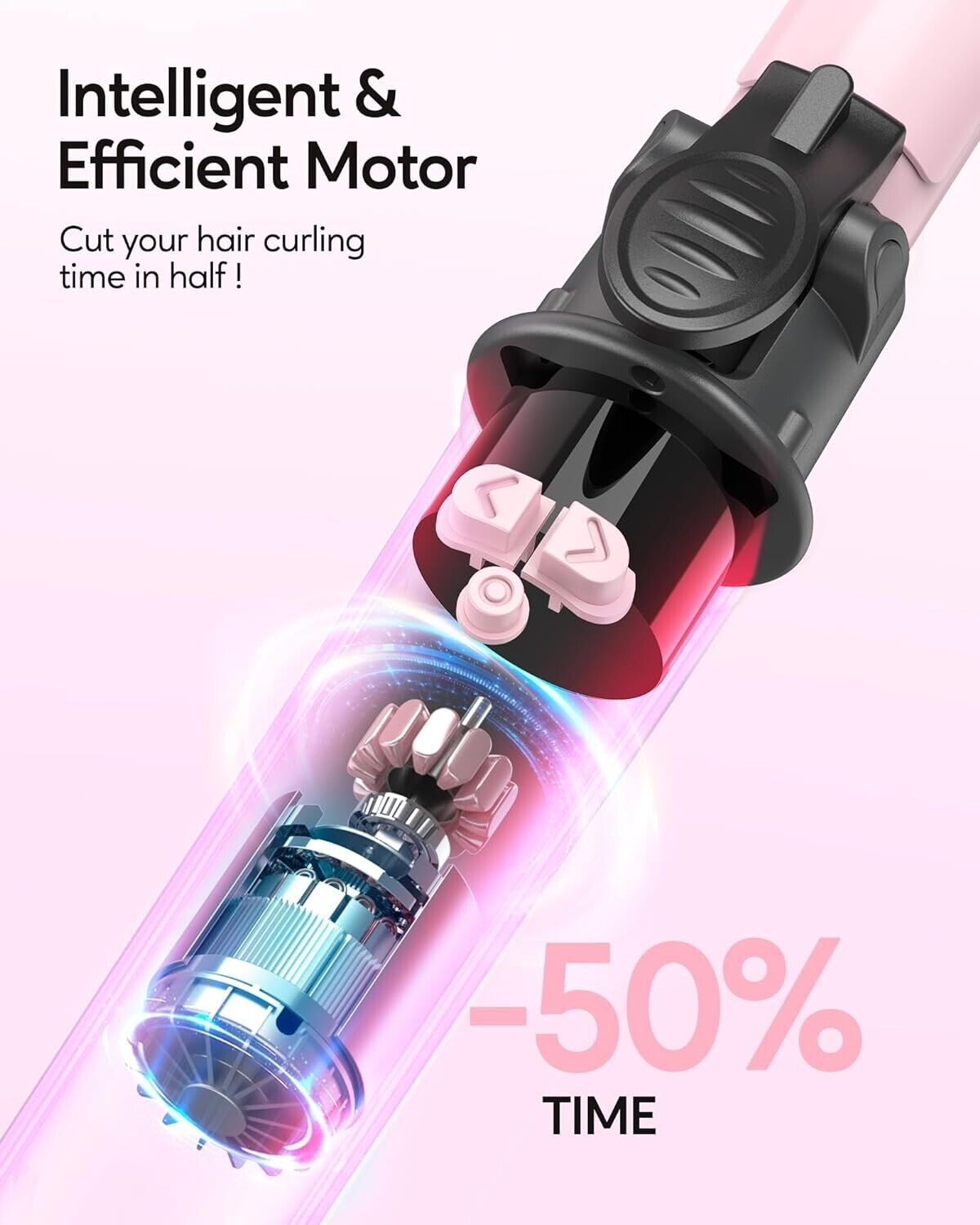 Wavytalk Rotating Curling Iron, 1 Inch Automatic Waver for Effortless Waves Pink