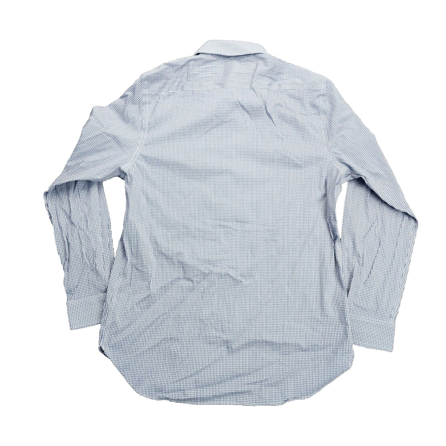Michael Kors Shirt Mens 15.5 32/33 Slim Fit Blue Checked Button Up Long Sleeve