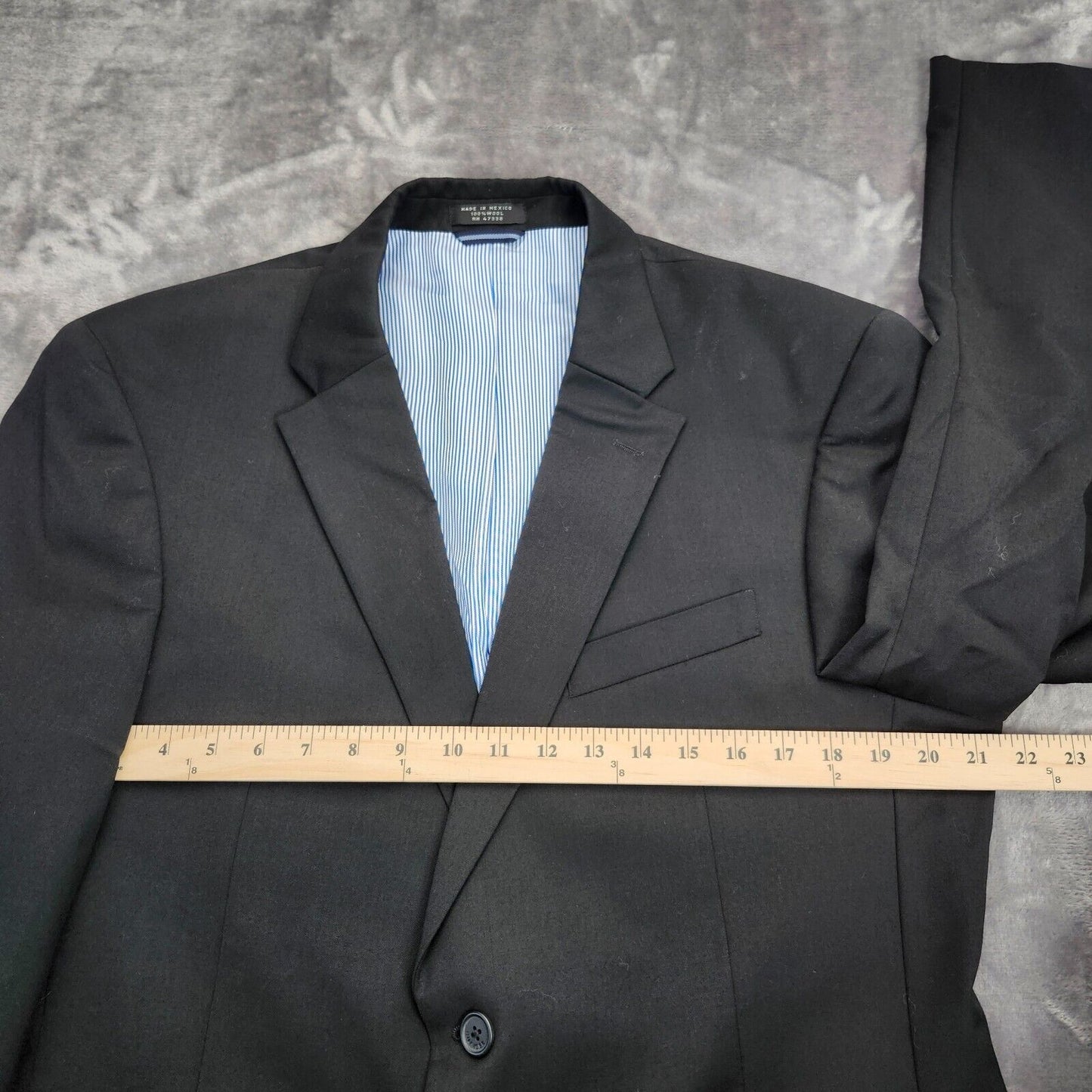 Tommy Hilfiger Men's Suit Jacket 100% Wool 42 Regular Two Button Black