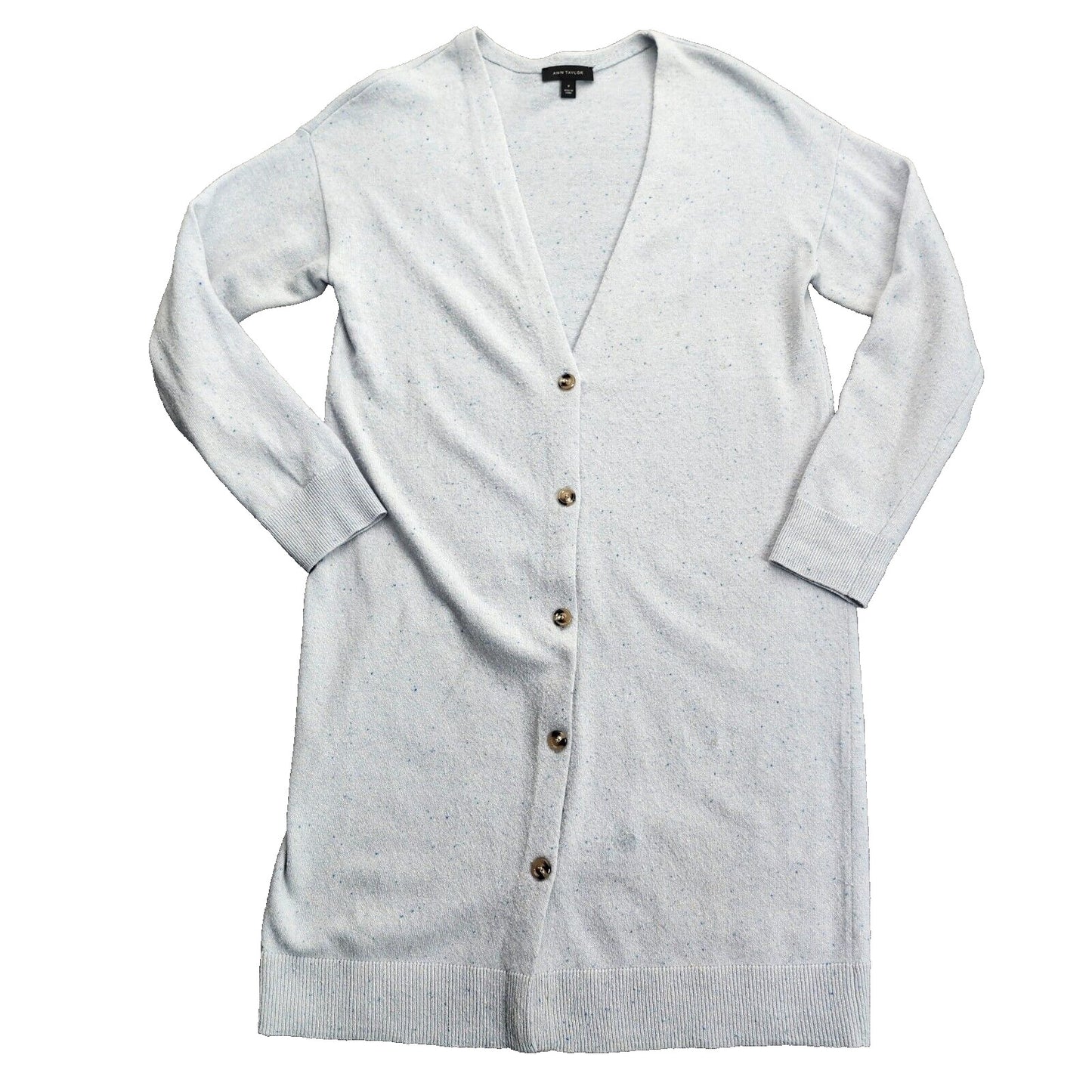 Ann Taylor blue heathered long sleeve open front cardigan Medium