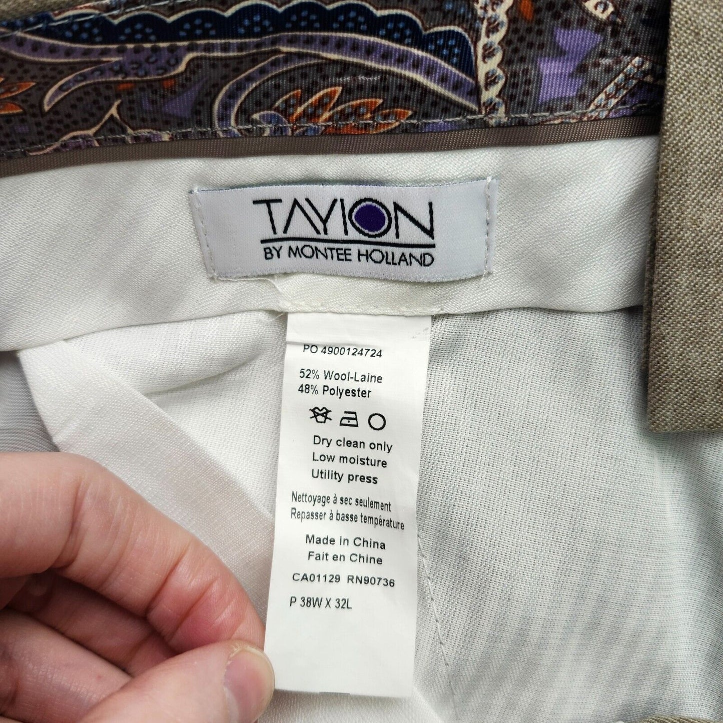 Tayion By Montee Holland Mens Classic-Fit Wool-Blend Dress Pants 38W x 32L