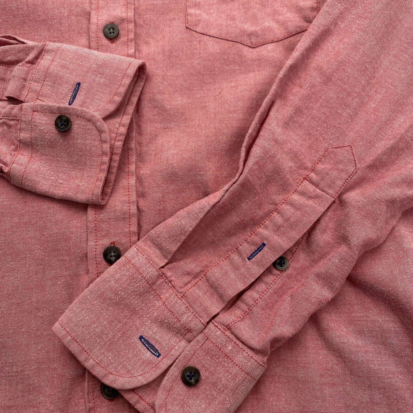 Mens Untuckit 100% Cotton Long Sleeve Casual Shirt Red Mens Size Medium