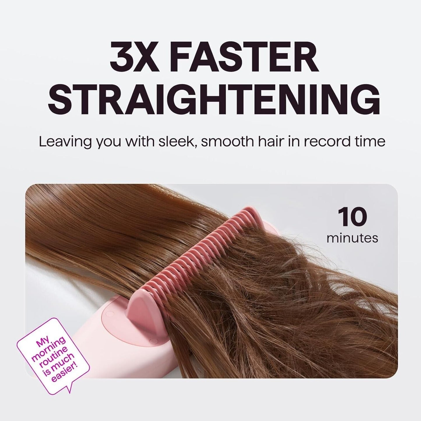 Wavytalk Pro Ceramic Heated Hair Straightening Brush, 3 in 1 with Steam, Pink