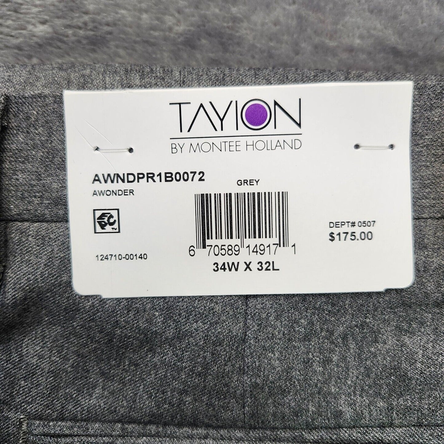 Tayion By Montee Holland Mens Classic-Fit Wool-Blend Dress Pants 34W x 32L Grey