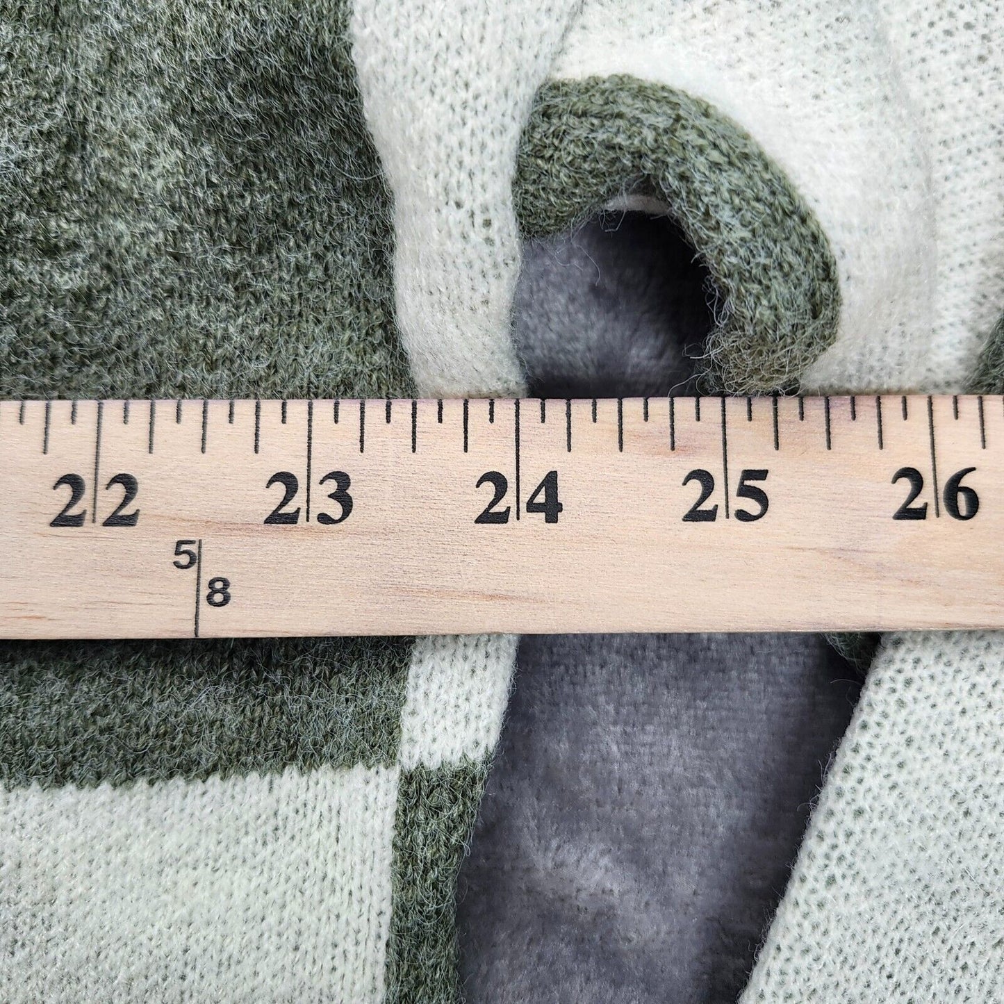 Cupshe Women's Checkered Green and White Oversized Knit Pullover Sweater XL