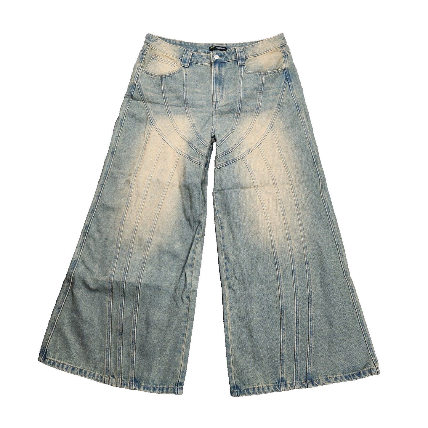 NWoT Finesse Womens High-Waisted Wide Leg Blue faded Jeans Size XL