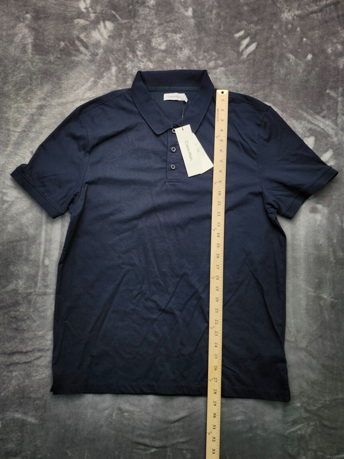 Calvin Klein Mens Monogram Logo Polo Shirt Blue Large