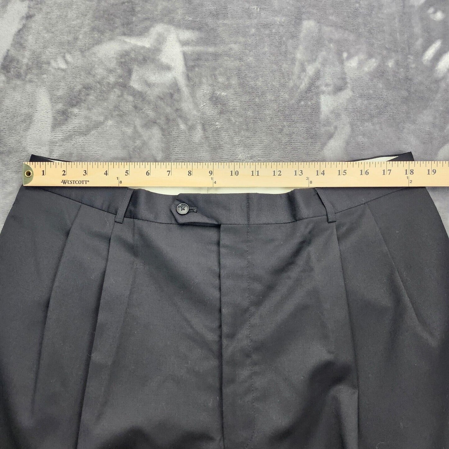 Men's 100% Wool Black Suit Set Notch Lapel Jacket Size 48 Long, Pants 36w