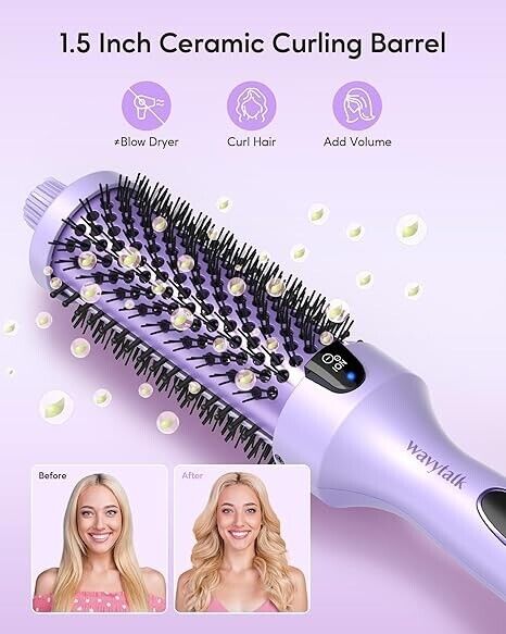 Wavytalk Thermal Brush, 1.5 Inch Blowout Express Ionic Heated Round Brush Purple