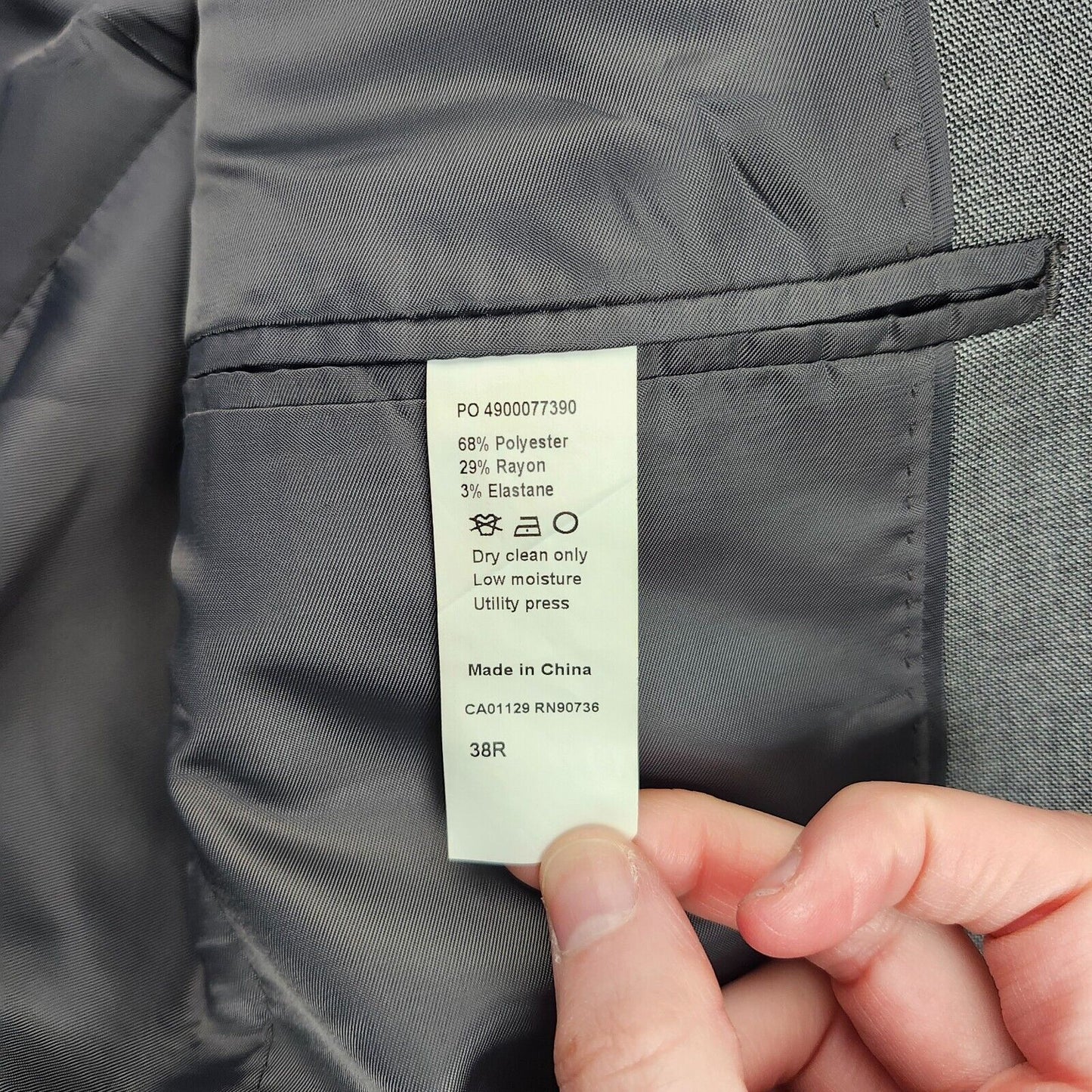 Calvin Klein Mens Suit Set Gray Jacket 38R, Trousers 34W X 32L