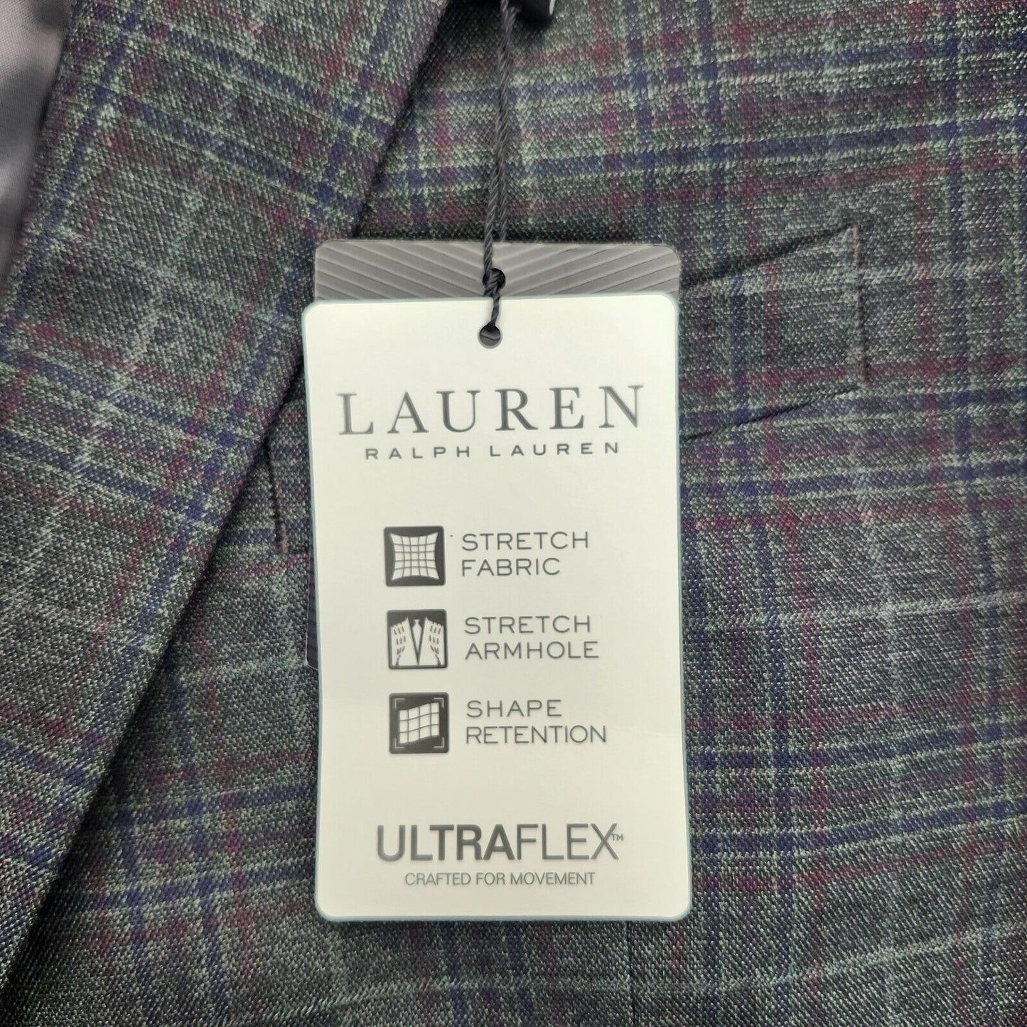 Lauren Ralph Lauren Polyester Green Plaid Suit Jacket Blazer 43R NWT