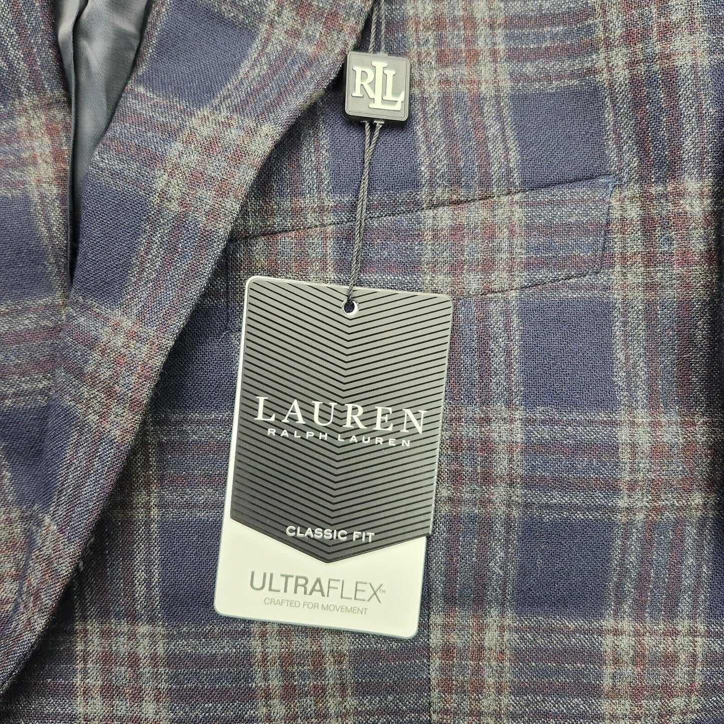 Lauren Ralph Lauren Polyester Blue Plaid Suit Jacket Blazer 42R NWT