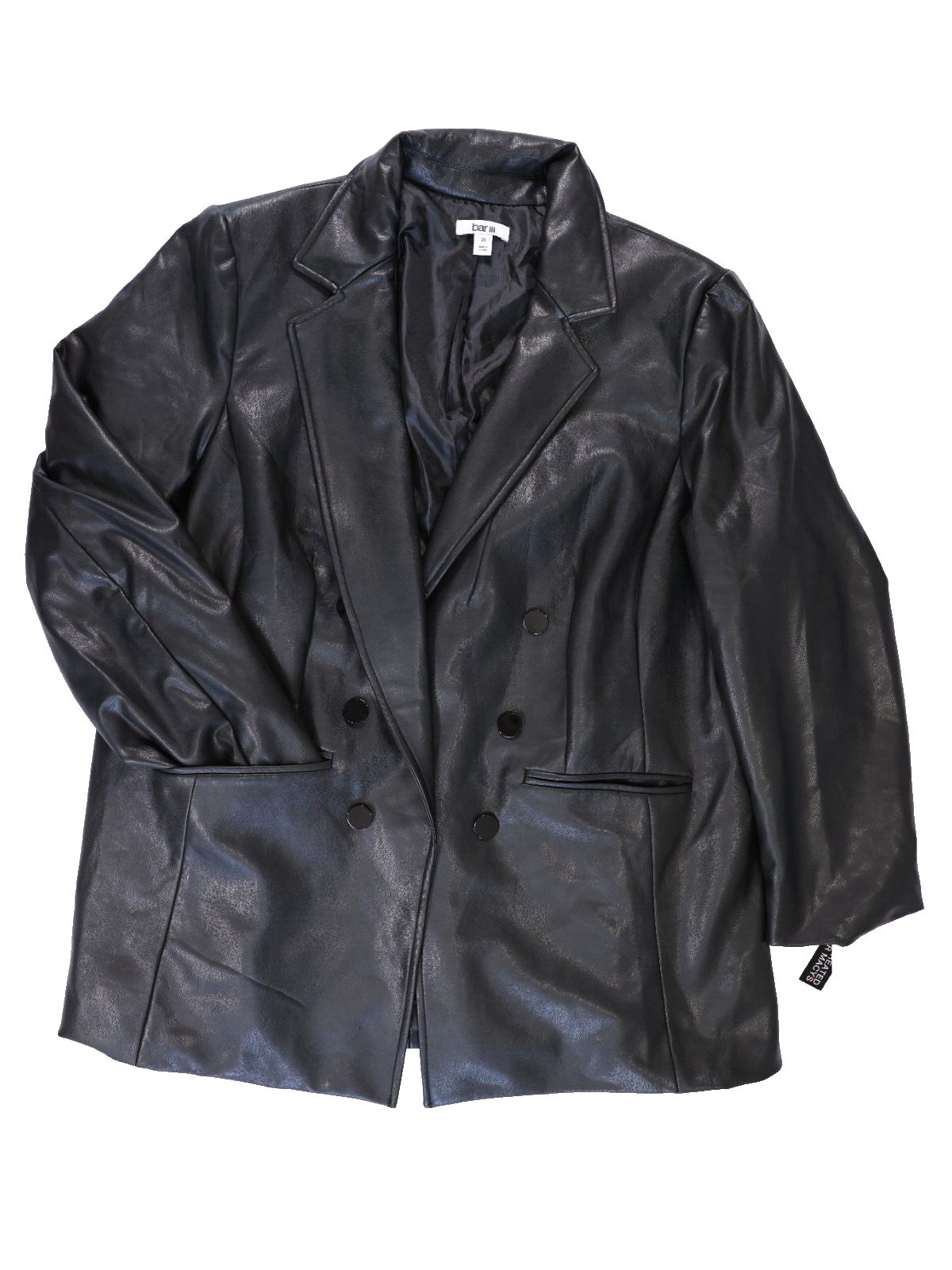 Bar 3 Womens Suit Seperates Black Leather Jacket Blazer Size 2X