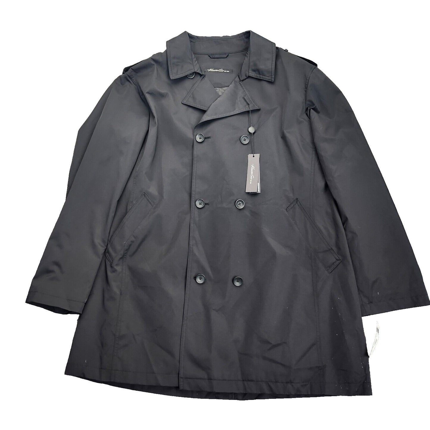 NWT Kenneth Cole NY Mens Rain Jacket Trench Coat Rado Black size 46 Regular