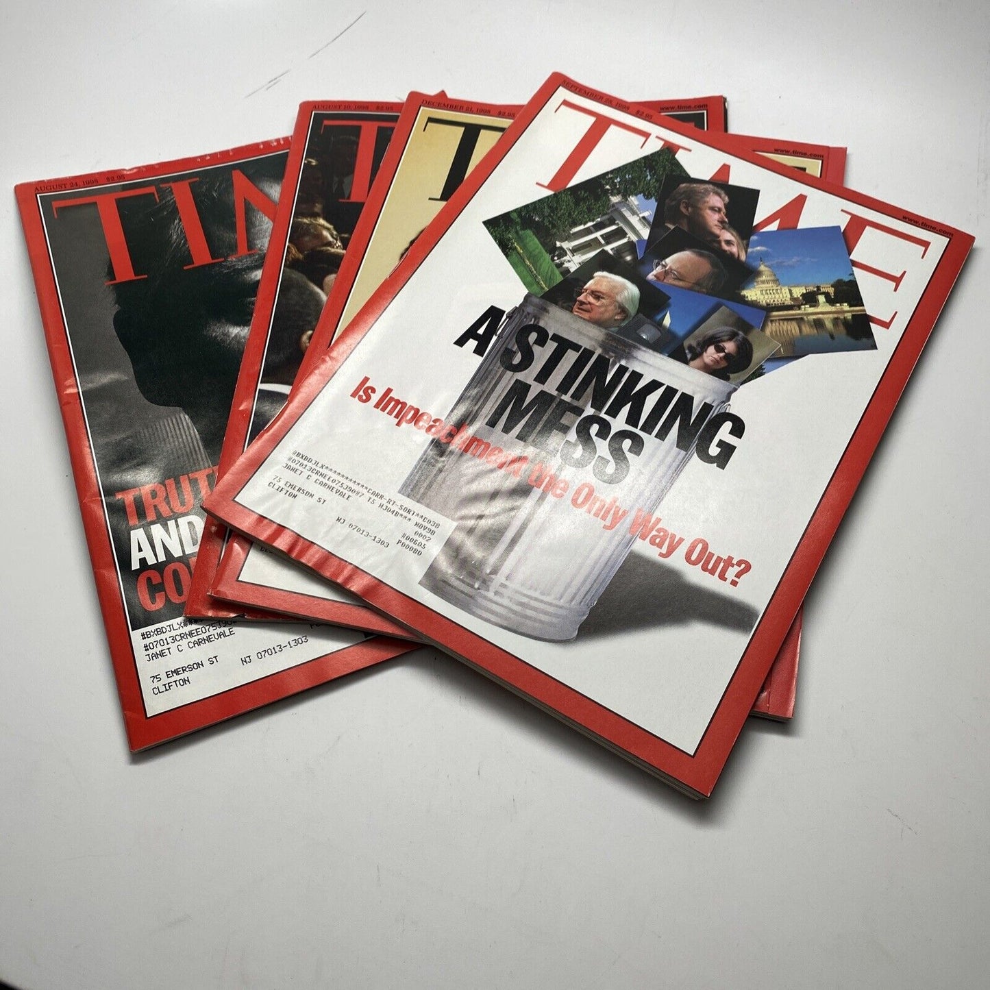 (4) Time Newsweek Magazine bundle - Bill Clinton Impeachment 1998 1999